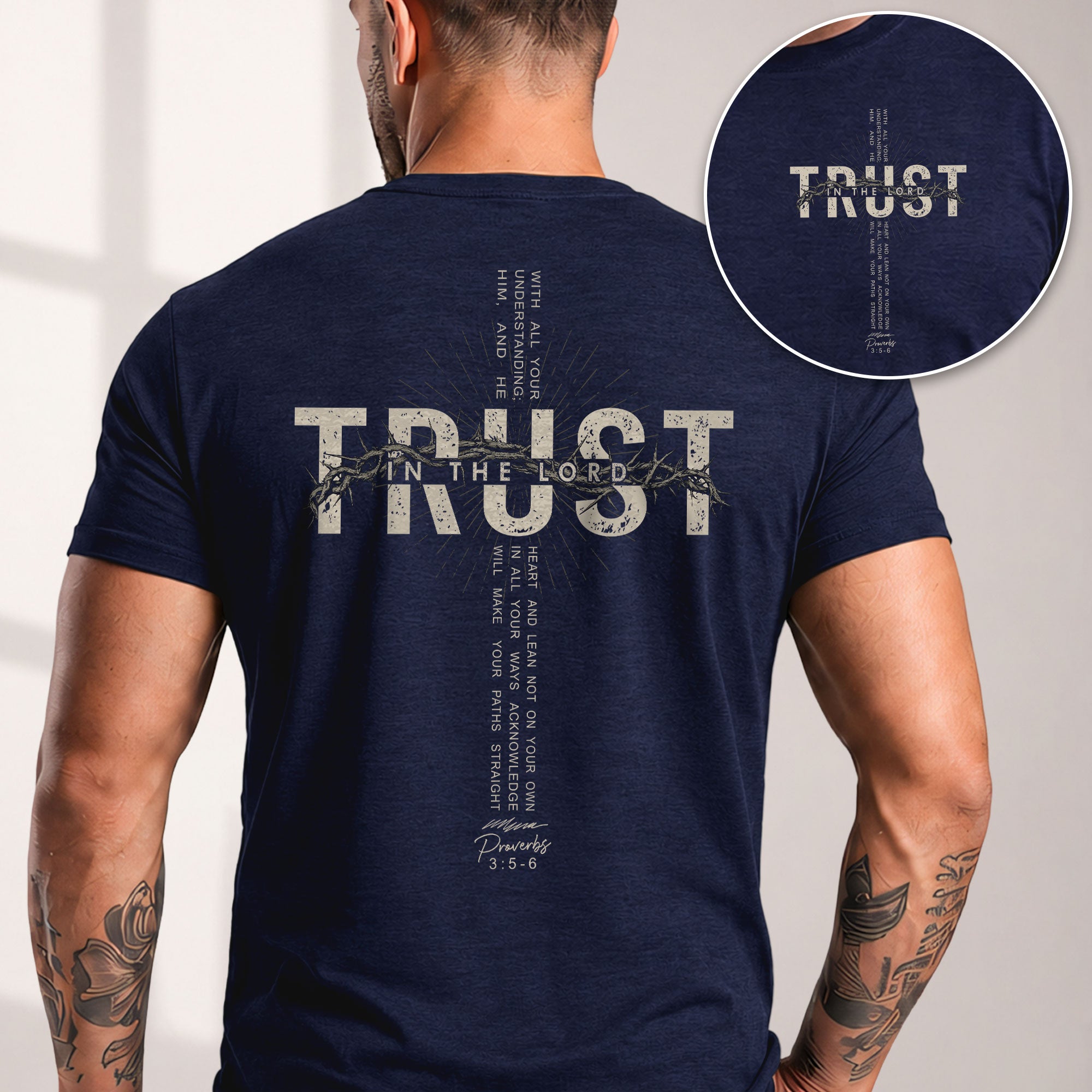 Trust In The Lord Christian Cross Faith Shirt Inspirational Religious Graphic Tee - Rust Field Wear