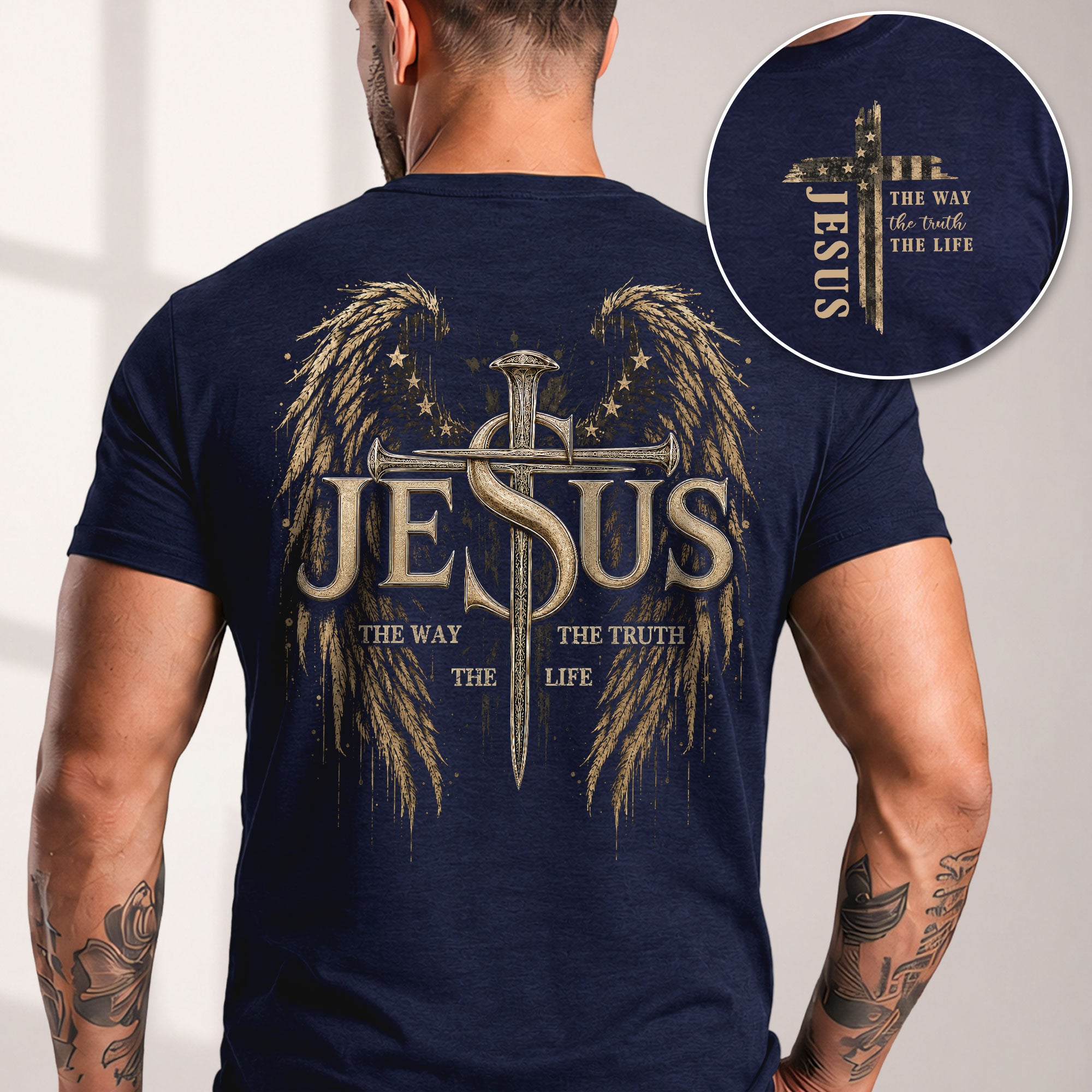 Jesus The Way The Truth The Life T Shirt Christian Cross Angel Wings Faith Tee Apparel - Rust Field Wear