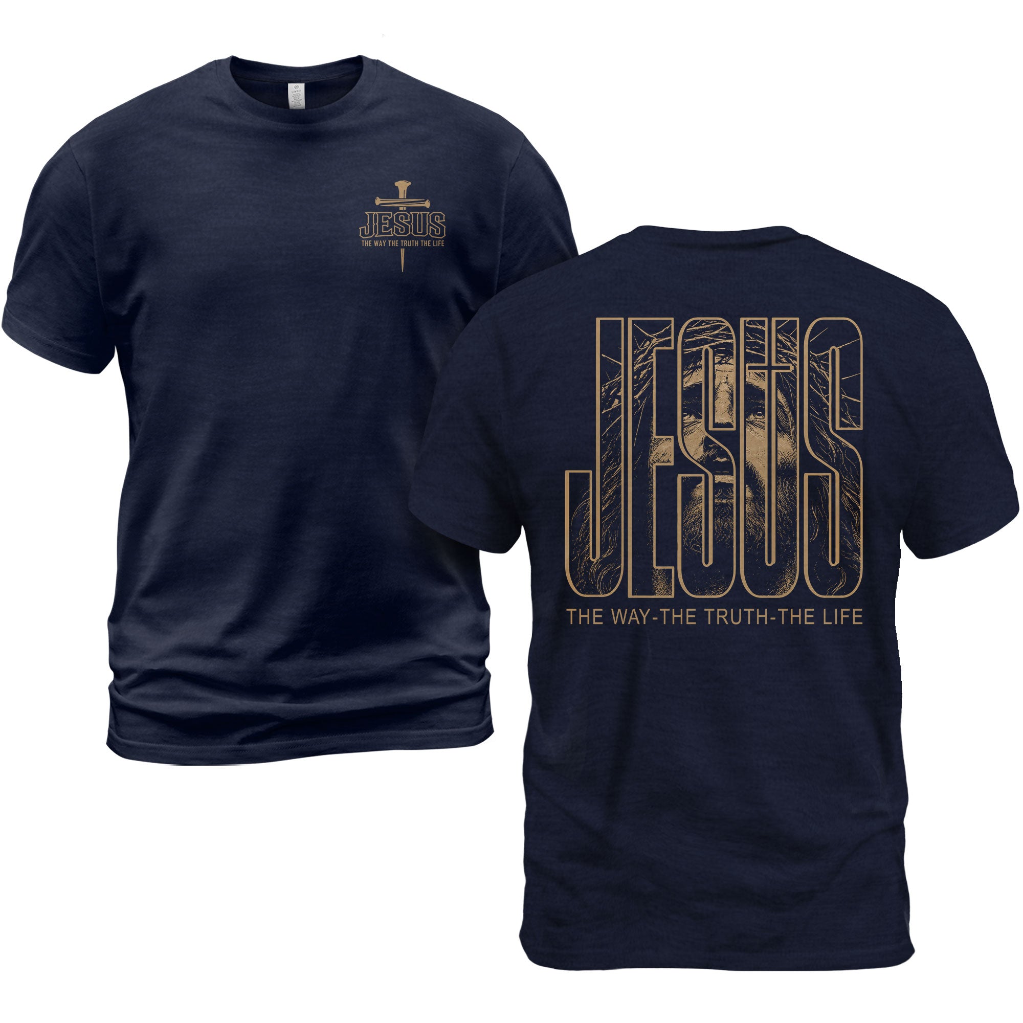 Jesus The Way The Truth The Life T Shirt Christian Portrait Crown Of Thorns Tee Top