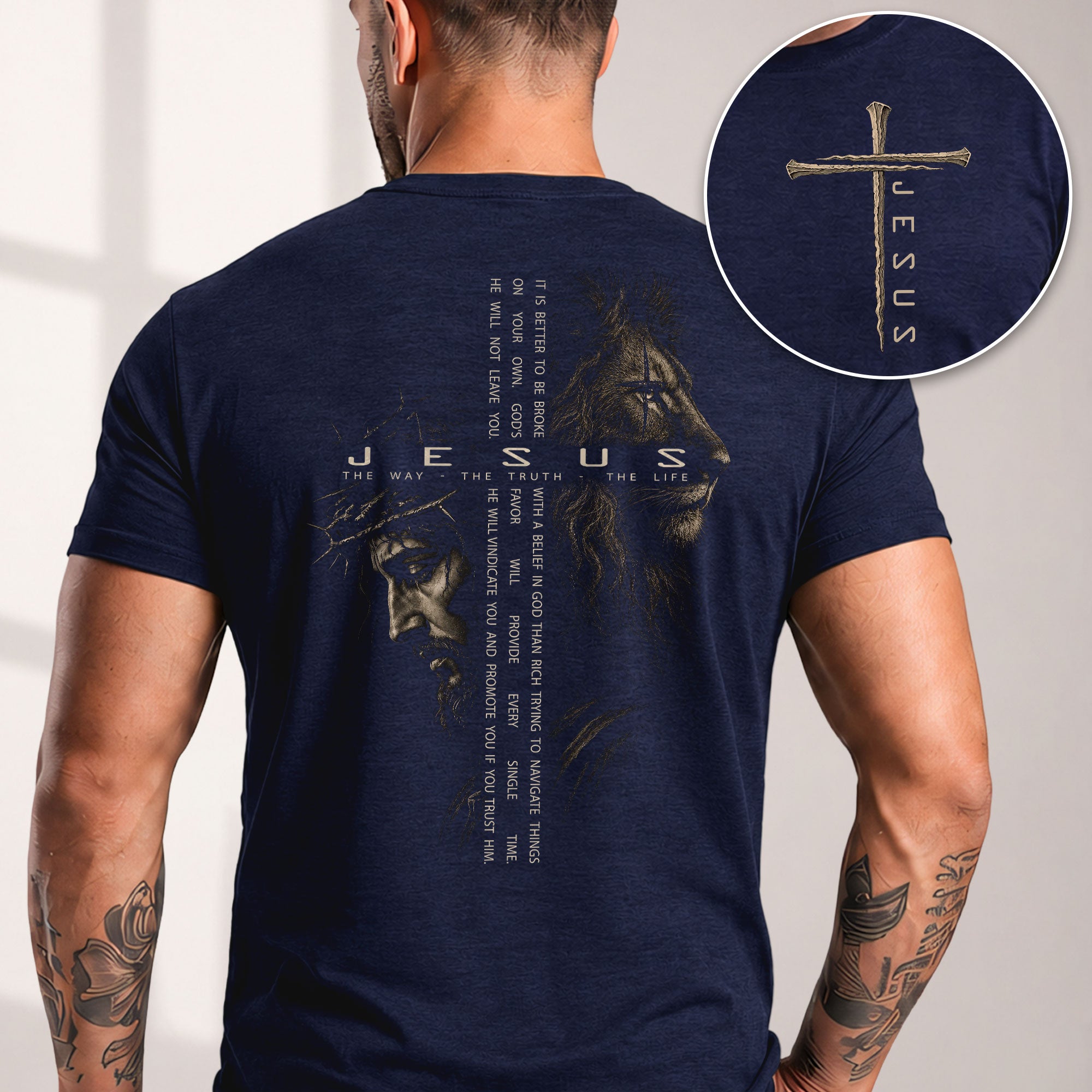Jesus The Way The Truth The Life T Shirt Christian Lion Cross Faith Tee Apparel Top - Rust Field Wear