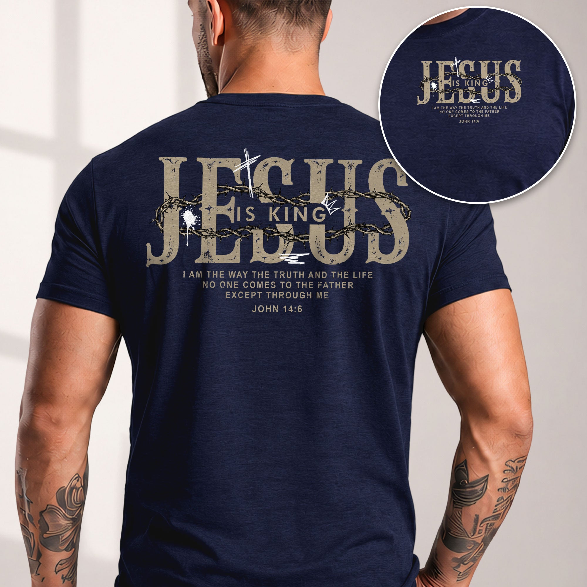 Jesus Is King T Shirt Christian John 14 6 Bible Verse Cross Vintage Religious Tee - Rust Field Wear