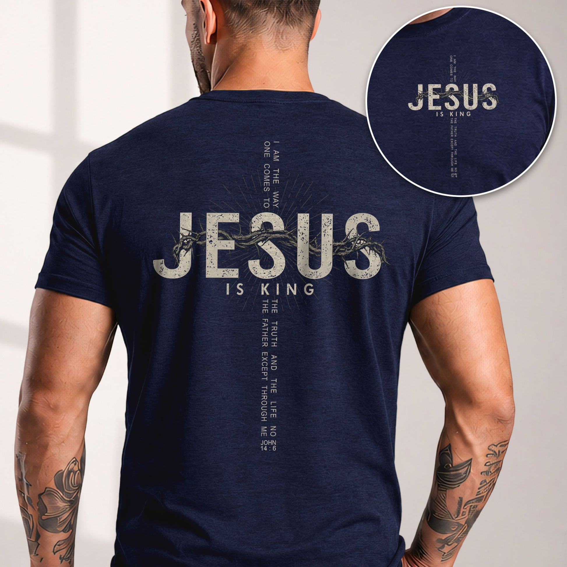 Jesus Is King T Shirt Christian Cross Bible Verse Vintage Religious Faith Graphic Tee - Rust Field Wear