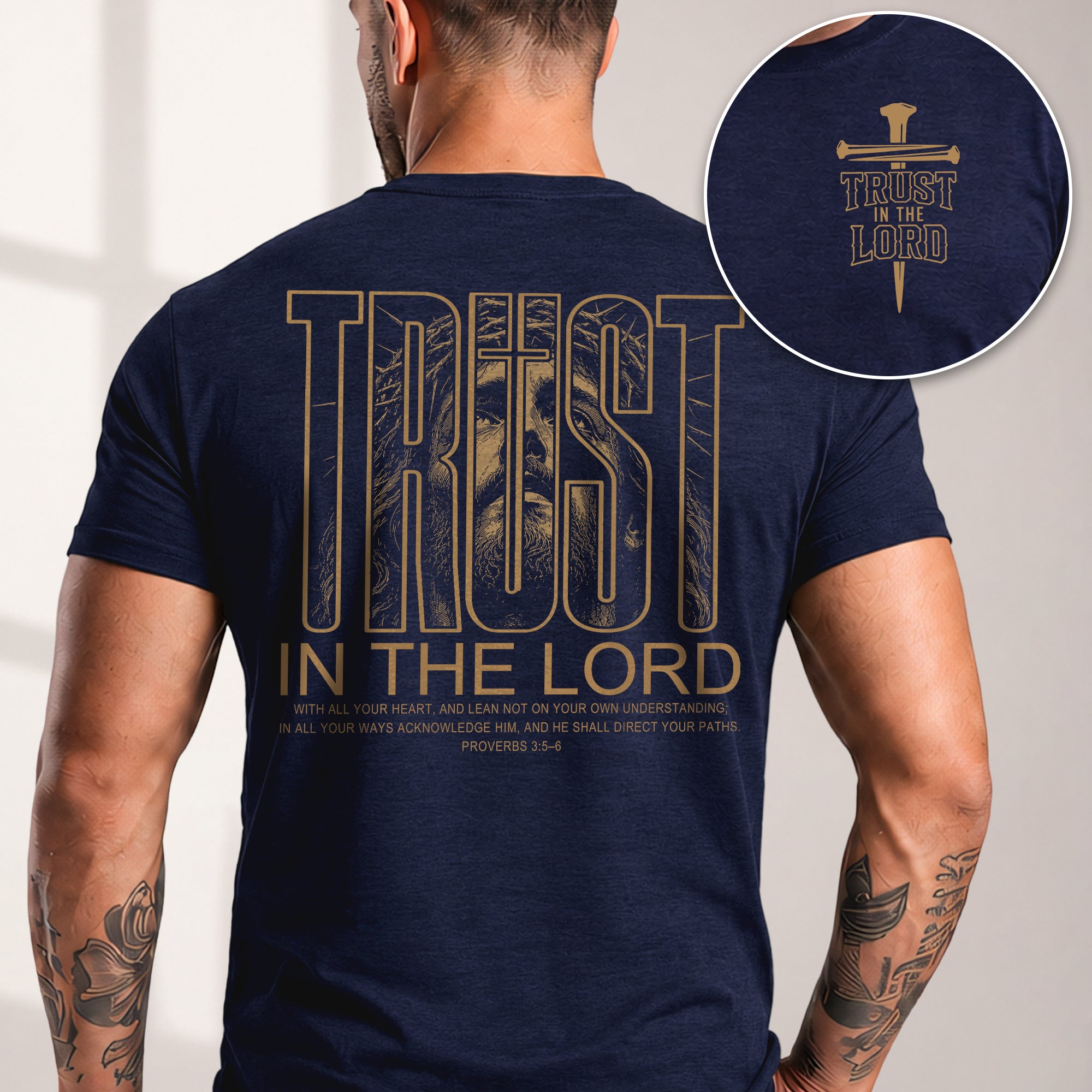 Jesus Is King John 14 6 Portrait Graphic Christian Tee Shirt Apparel Men Clothing - Rust Field Wear