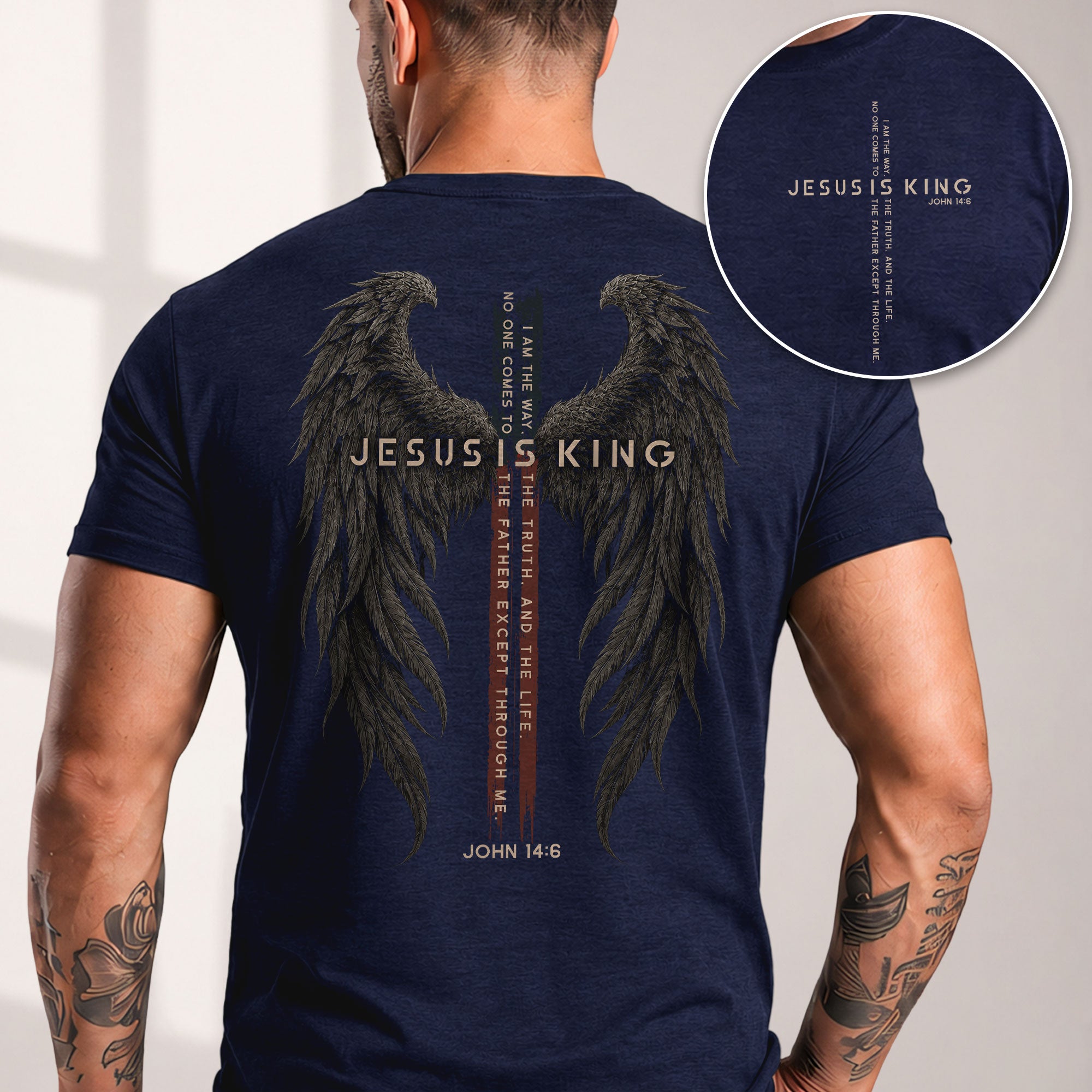 Jesus Is King T Shirt Christian Angel Wings Cross John 14 6 Religious Tee Apparel
