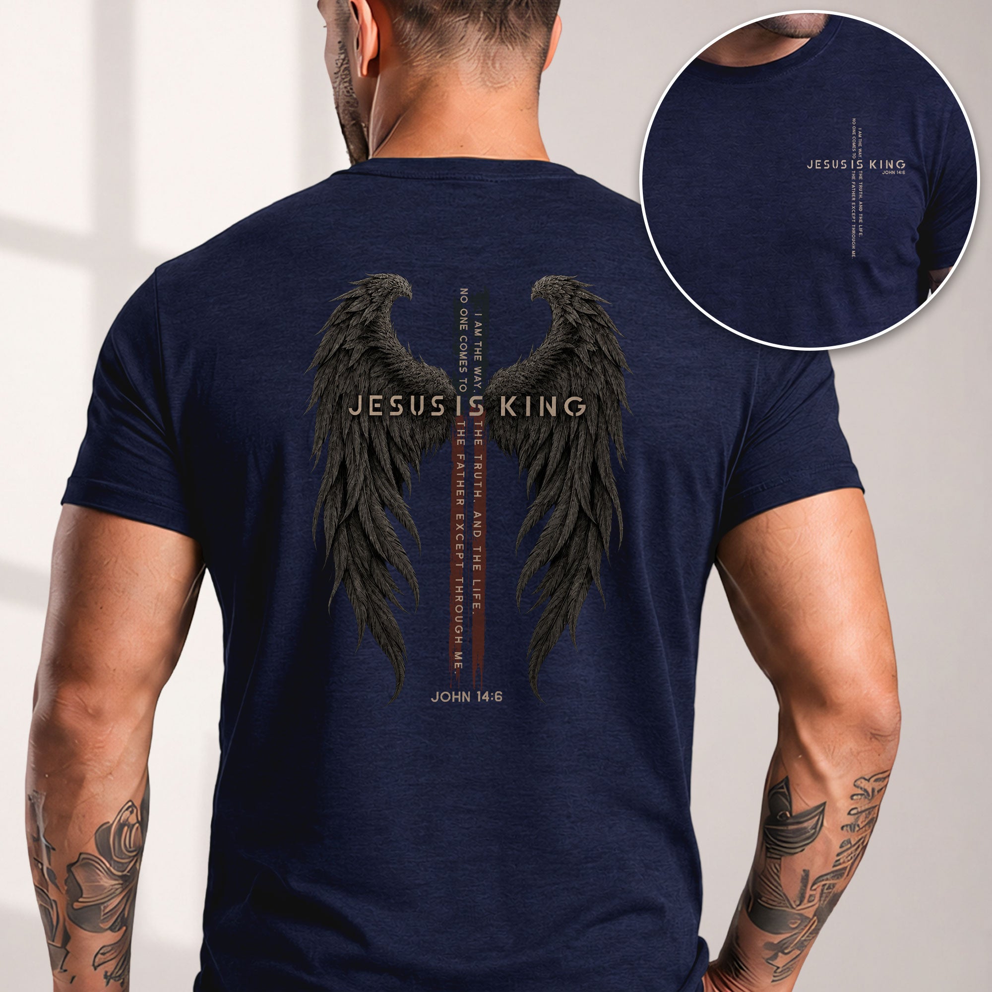 Jesus Is King T Shirt Christian Angel Wings Cross John 14 6 Religious Tee Apparel