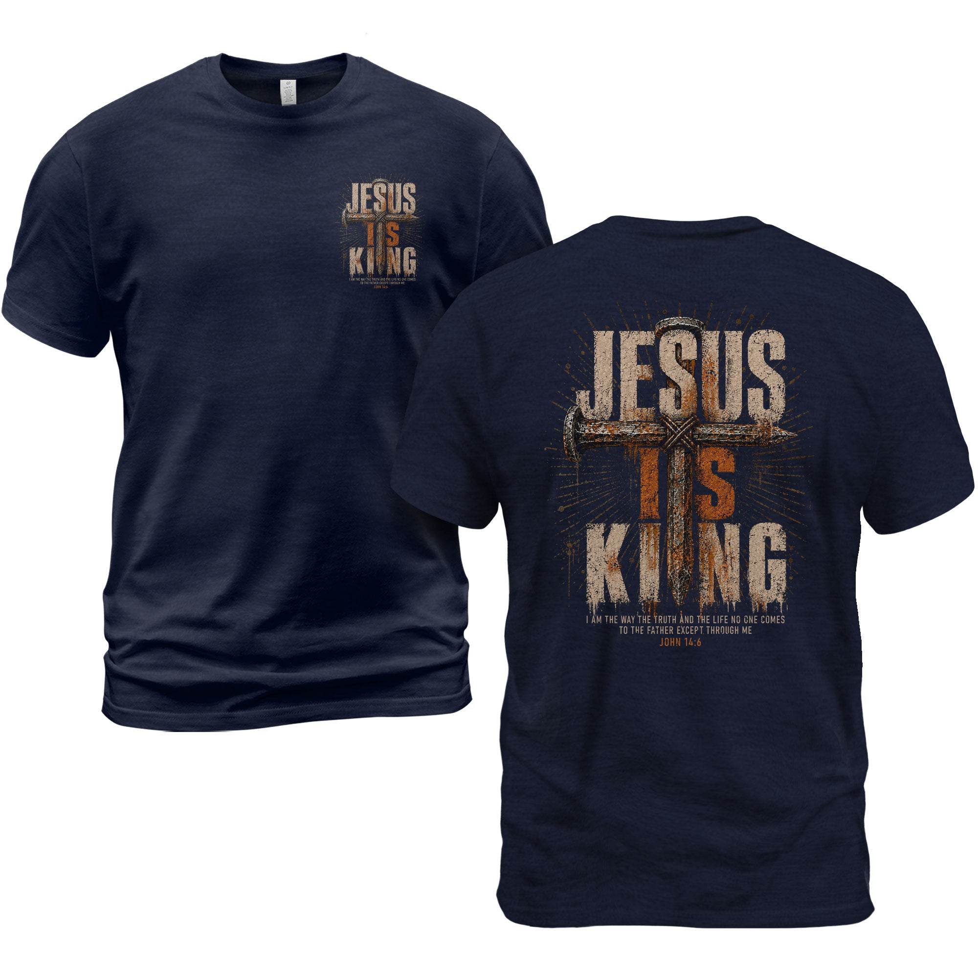 Jesus Is King T Shirt Christian Lion Cross John 14 6 Bible Verse Religious Faith Tee Apparel