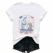 Boop Statue of Liberty V-Neck T-Shirt Women Patriotic Vintage Americana Graphic Tee