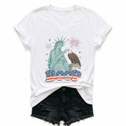 Boop Statue of Liberty Eagle V-Neck T-Shirt Women Patriotic Vintage Americana Tee