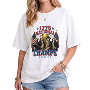 1776 National Champs Graphic T Shirt Patriotic Historical Design Cotton Tee Shirt New