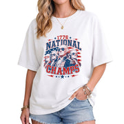 Vintage 1776 National Champs Graphic T Shirt Patriotic Cotton Tee Unique Design Style