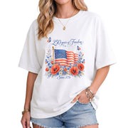 250 Years of Freedom T-Shirt 1776 US Flag Floral Patriotic Women Oversized Graphic Tee
