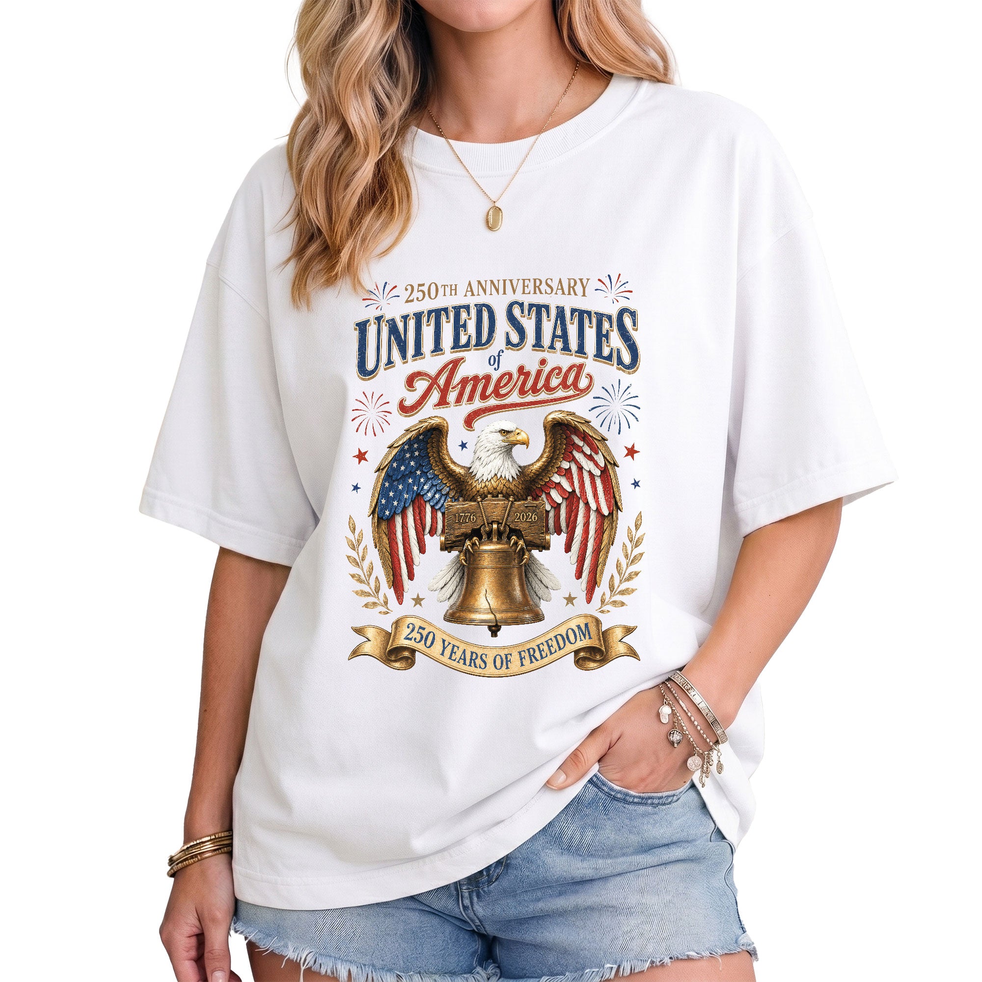 United States of America Shirt Liberty Bell Eagle 250th Anniversary Vintage Tee 1776 2026