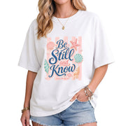 Be Still And Know Shirt Pink Stripes Beach Christian Psalm 46 10 Faith Graphic Tee