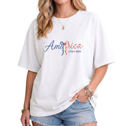 America 1776 2026 T-Shirt Cute Patriotic Stars Stripes Bow Graphic Aesthetic Tee