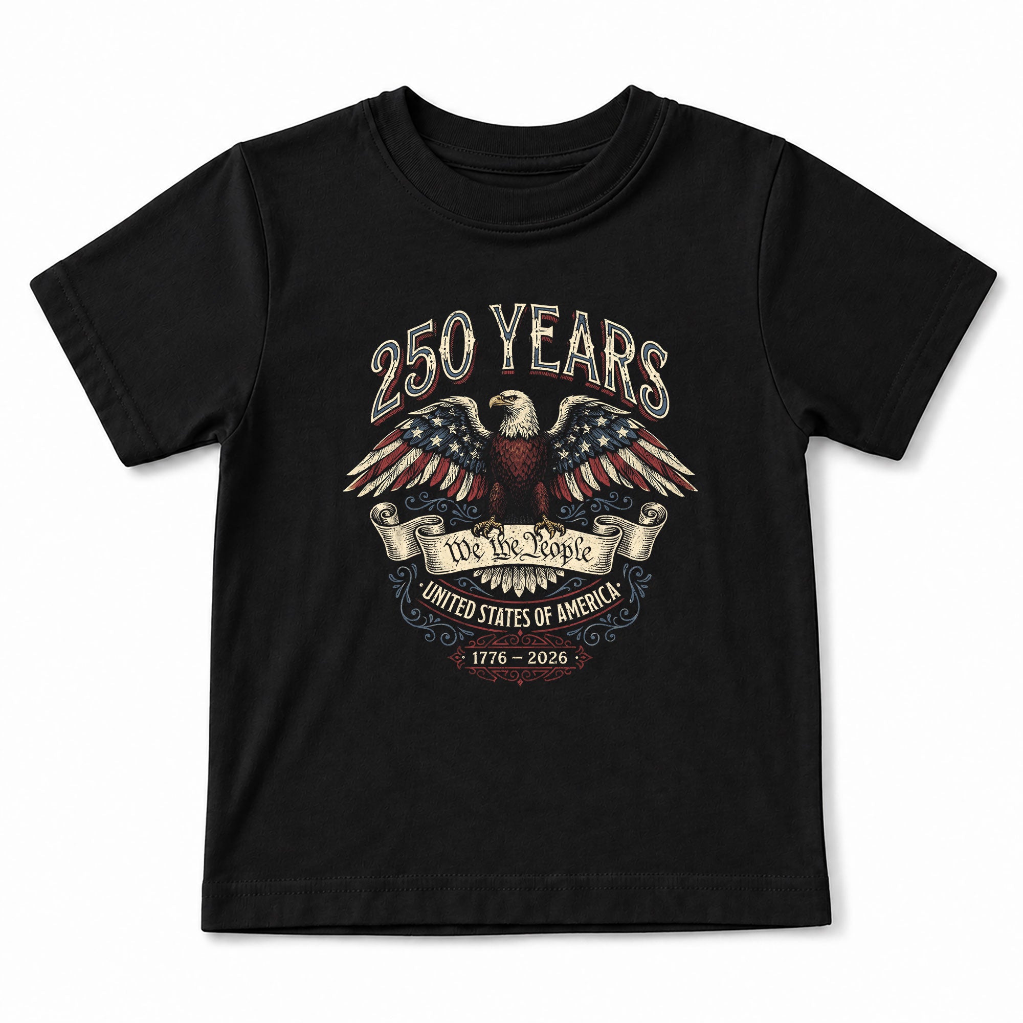 Kids 250 Years T-Shirt We The People Eagle Patriotic USA Youth Tee 1776–2026