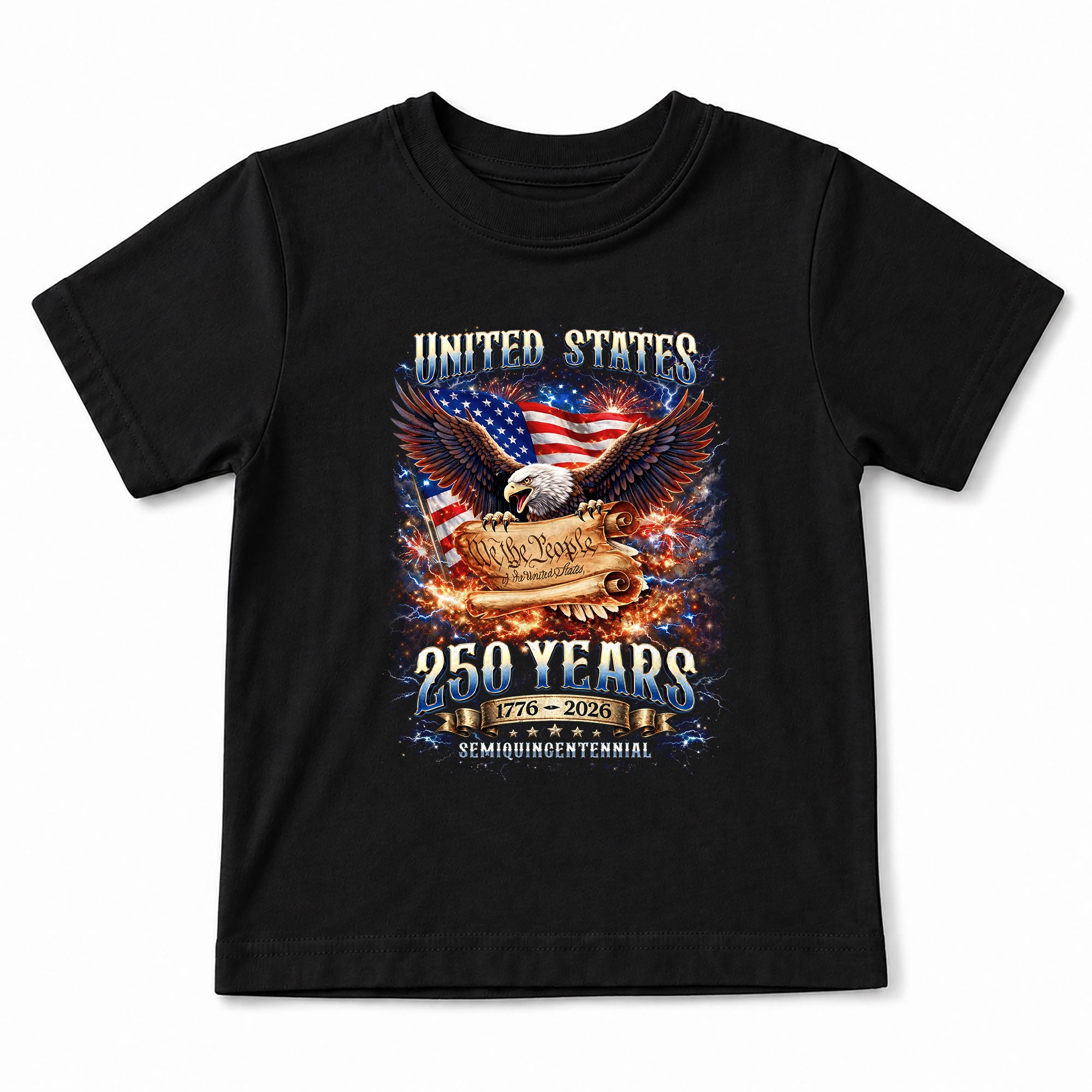 Kids United States 250 Years T-Shirt We The People Eagle Patriotic Tee 1776–2026