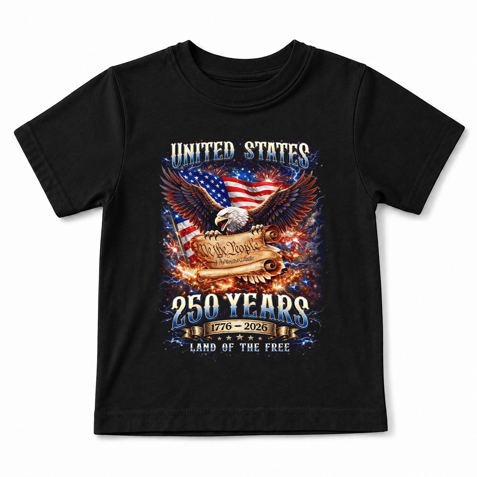Kids United States 250 Years T-Shirt We The People Eagle Patriotic Tee 1776–2026