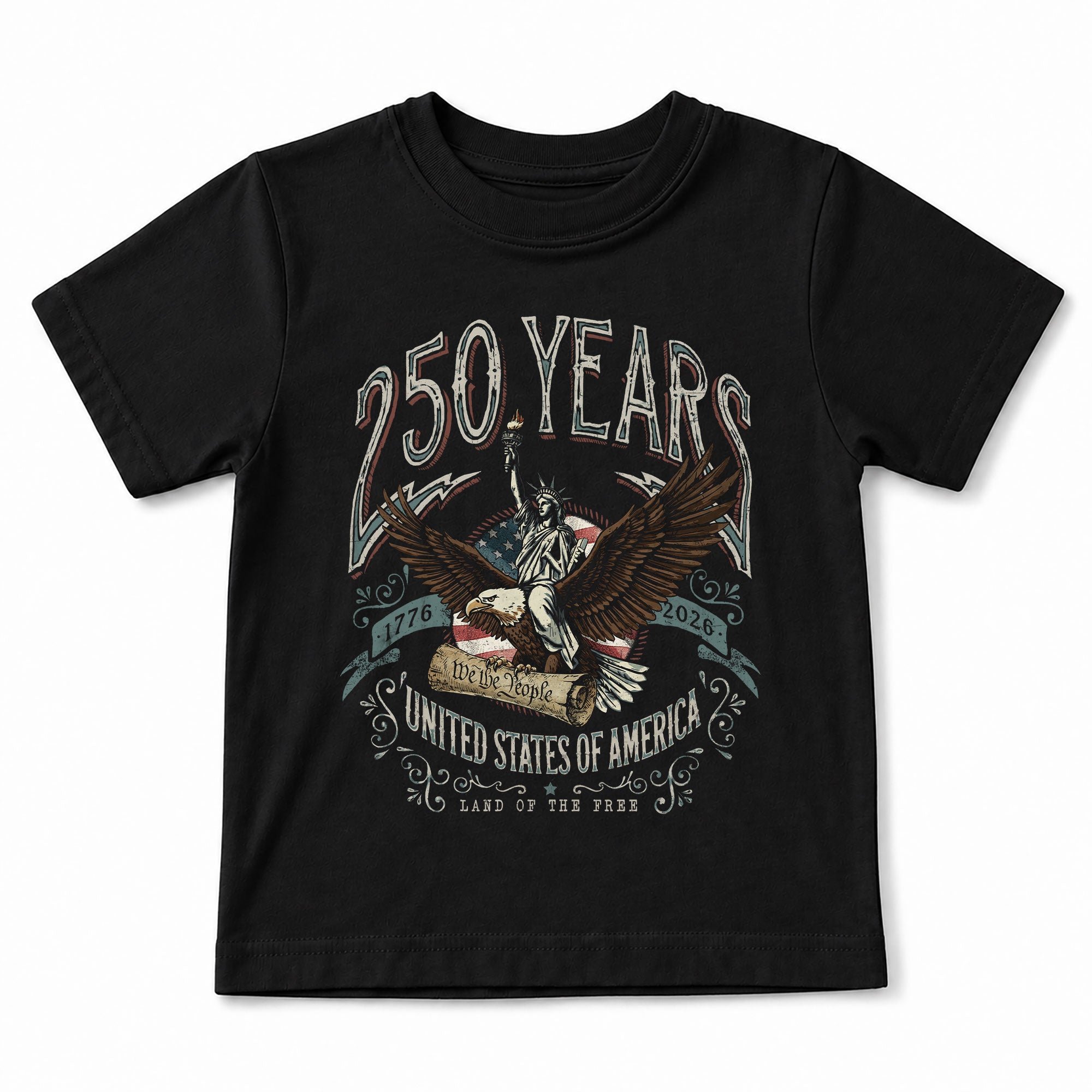 Kids 250 Years T-Shirt We The People Eagle Liberty Patriotic USA Tee 1776–2026