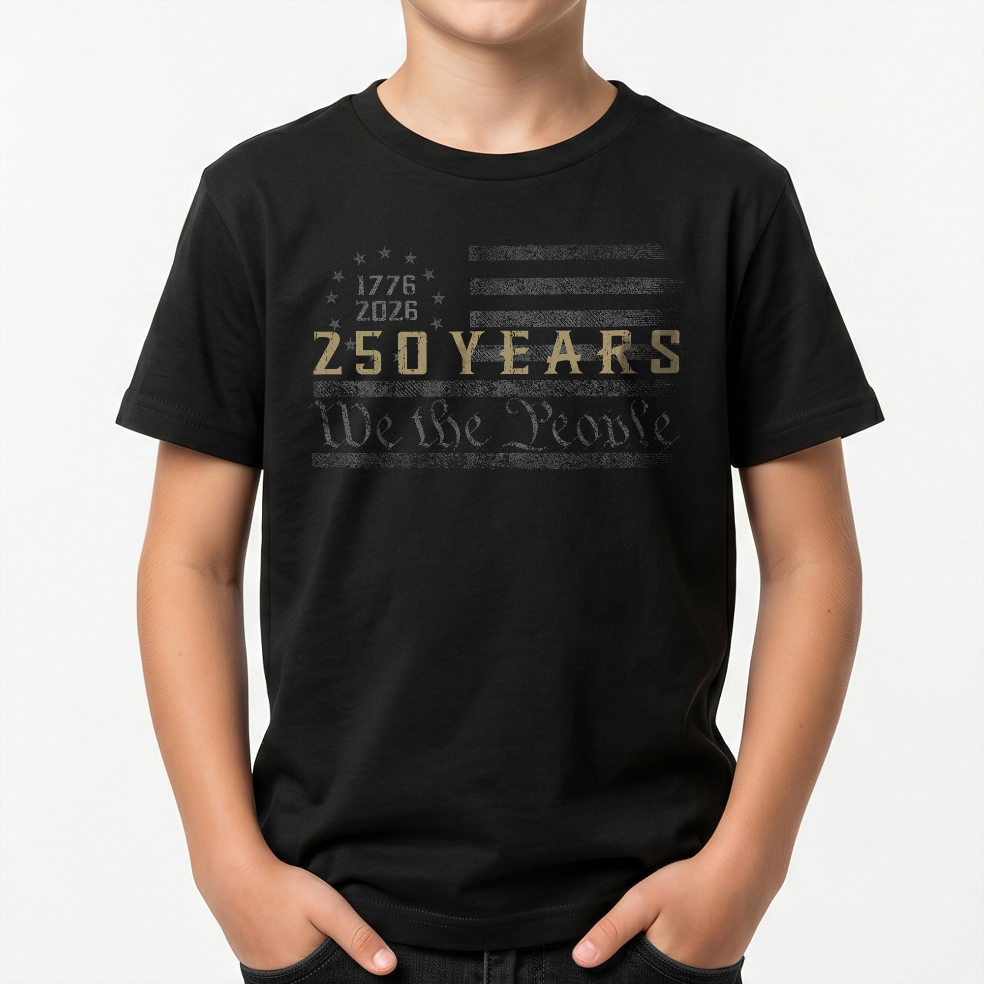 250 Years Kids T-Shirt We The People Betsy Ross American Flag 1776-2026 Youth Tee
