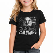 250 Years Kids T-Shirt Vintage Patriotic Bald Eagle American Flag 1776-2026 Youth Shirt