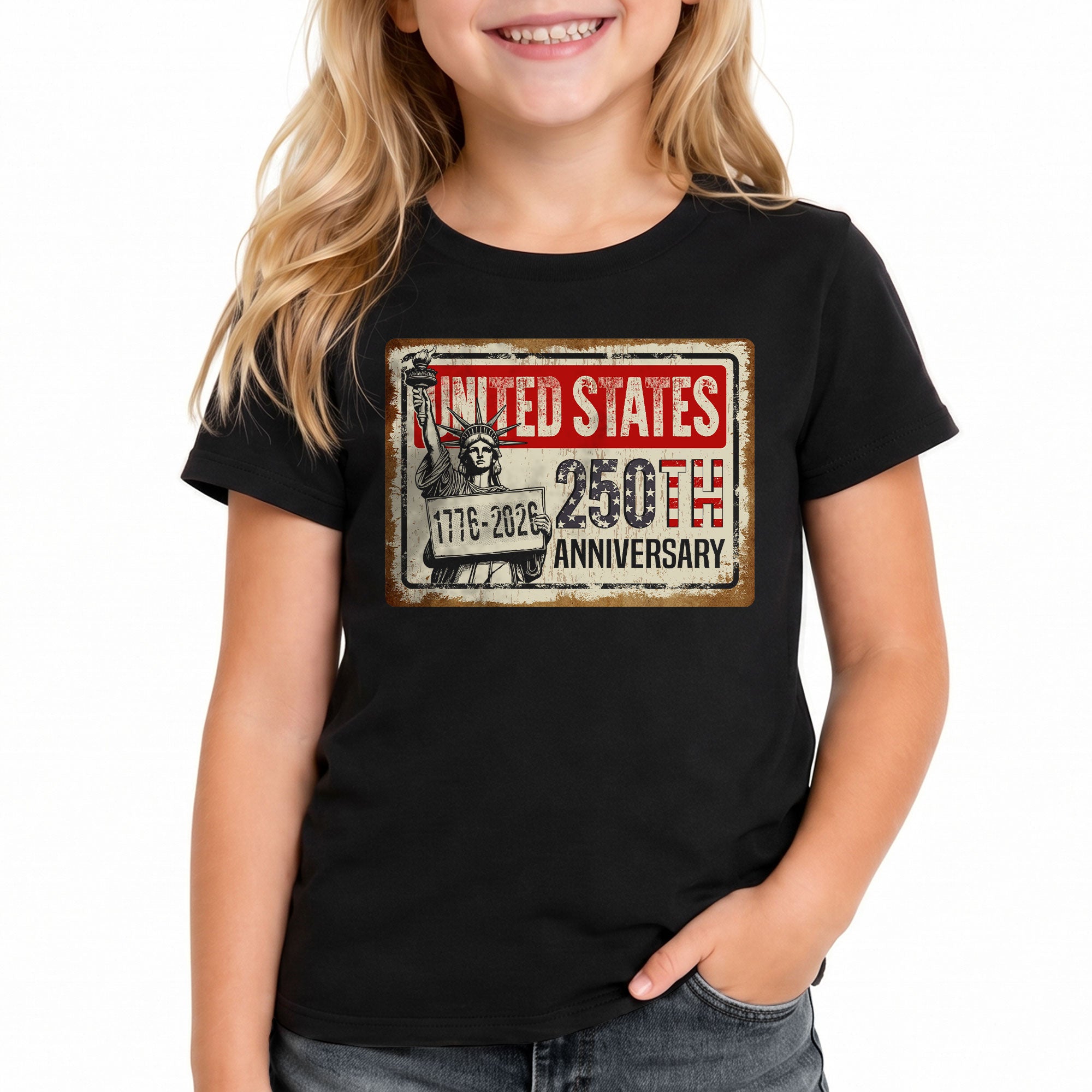 Kids United States 250th Anniversary T-Shirt 1776–2026 Patriotic Freedom Youth Tee