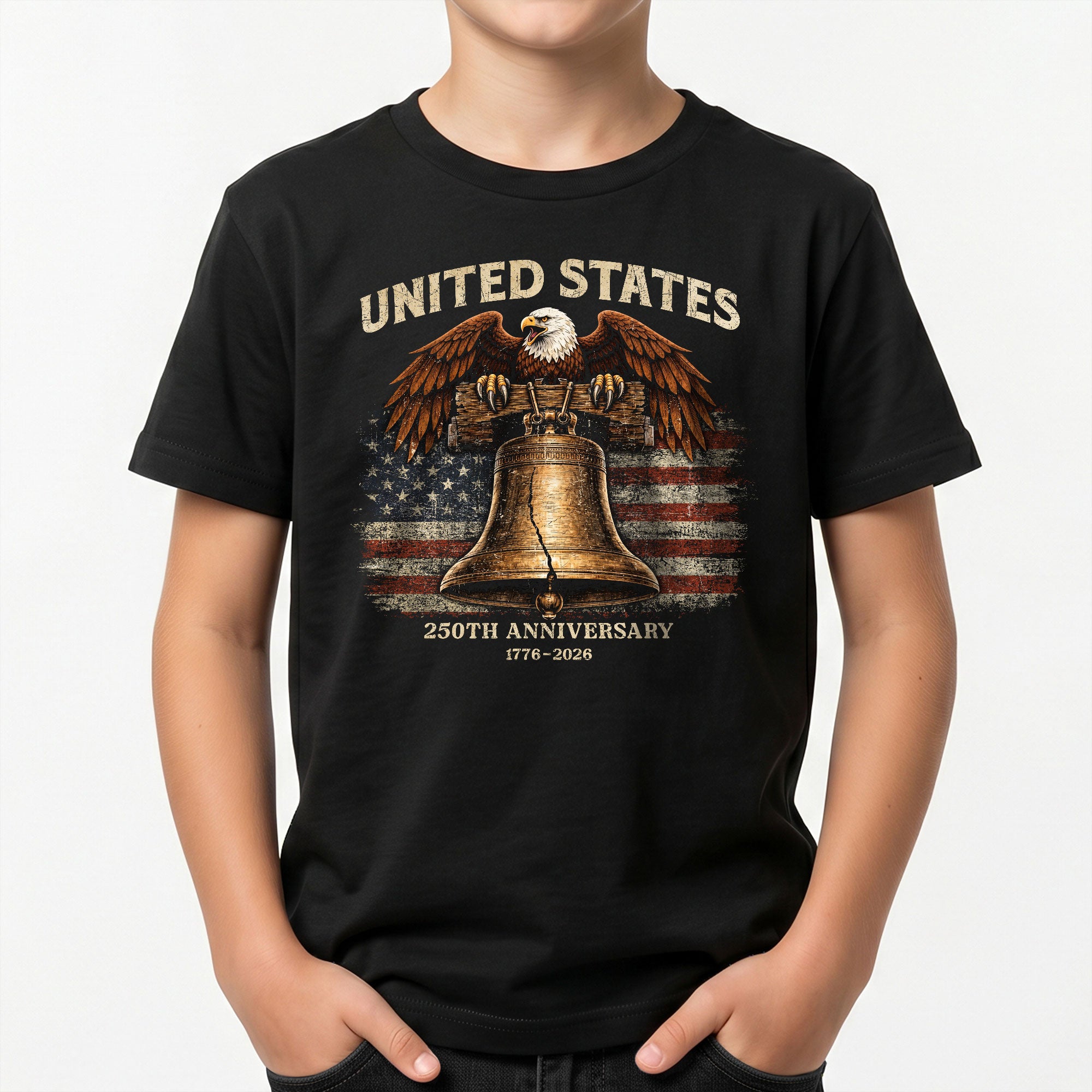 Kids United States 250th Anniversary T-Shirt 1776–2026 Liberty Bell Patriotic Tee