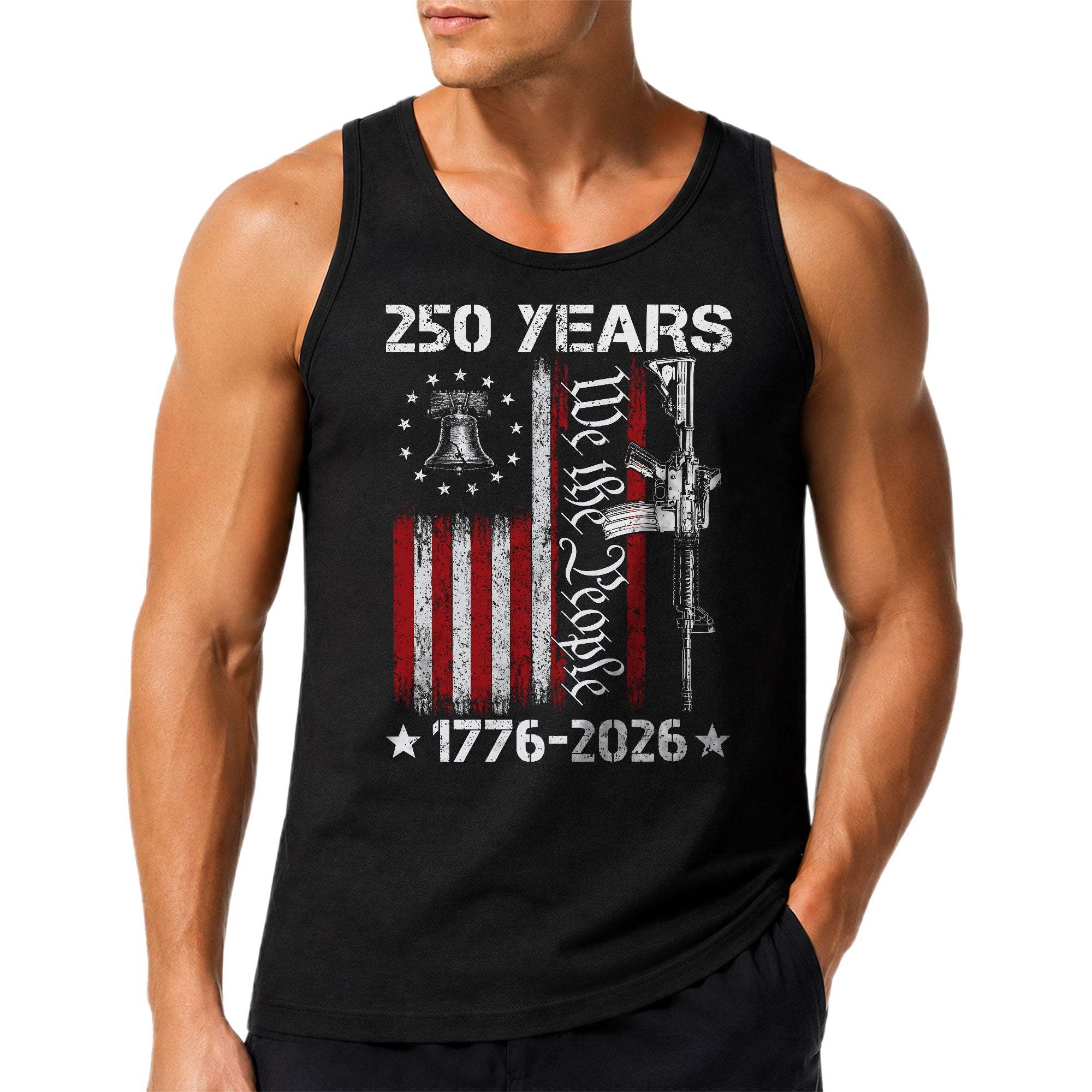 America Mens Tank Top 1776-2026 Patriotic 2nd Amendment Rights We The People