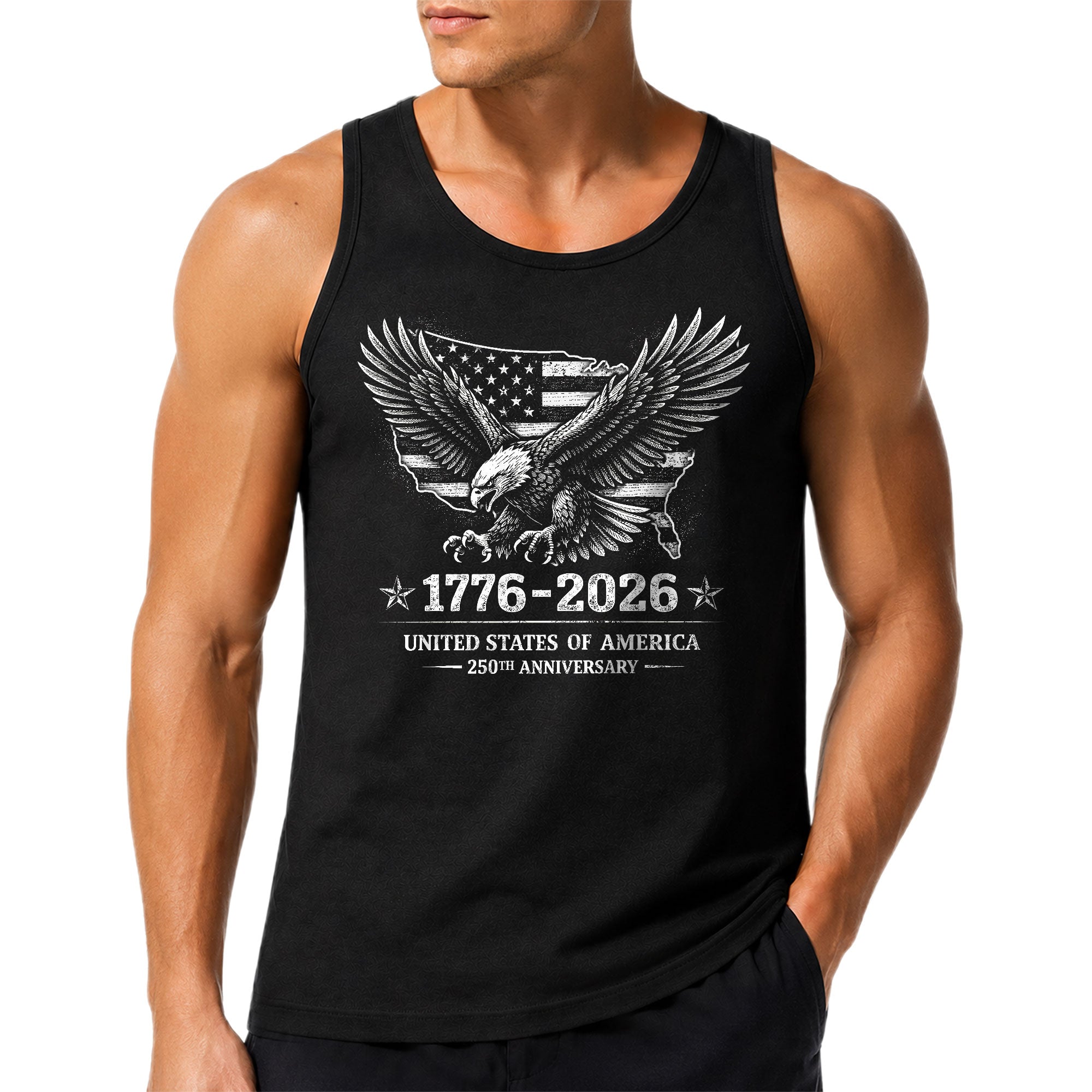USA Mens Tank Top 1776-2026 Patriotic 250 Years Vintage Bald Eagle Map