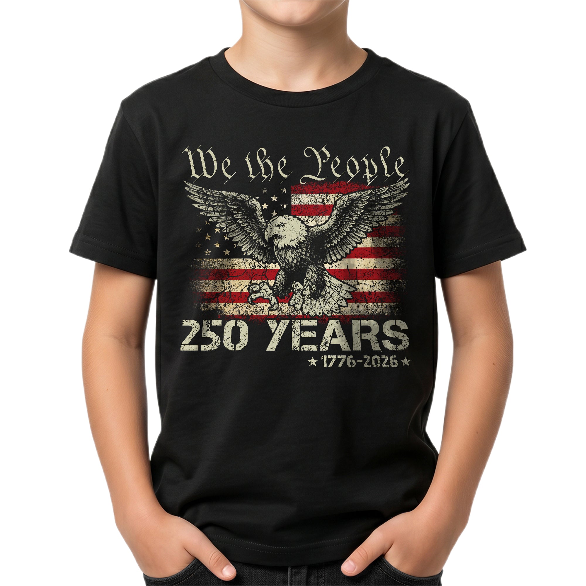 Kid T-Shirt We the People 250 Years | Patriotic 1776-2026 Eagle Flag Boys Girls Shirt