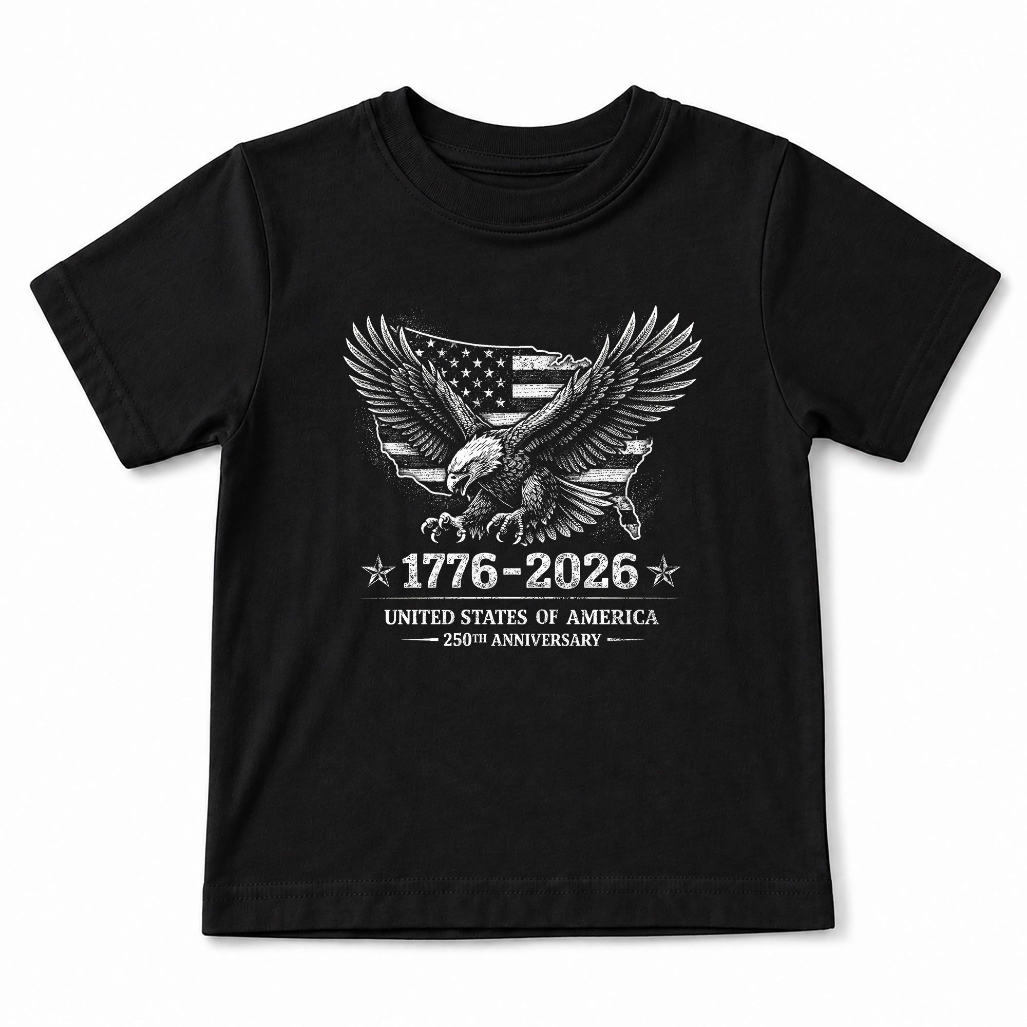 Youth Tee United States 250th Anniversary Patriotic 1776-2026 Eagle Map Boys Girls Shirt