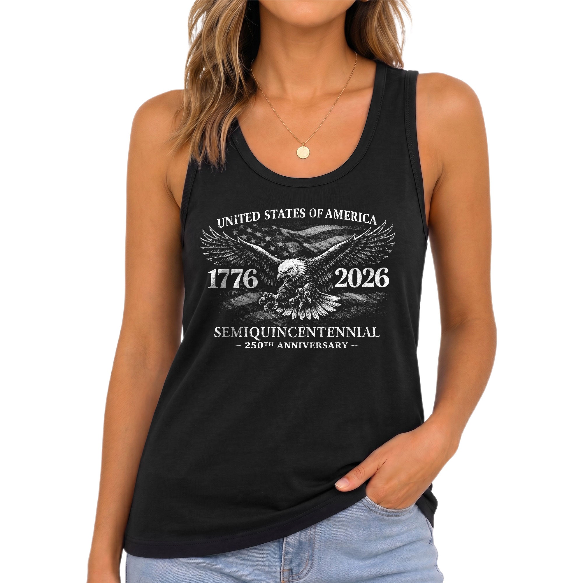 United States 250th Anniversary Tank Top Women Eagle Flag Patriotic 1776-2026 Shirt