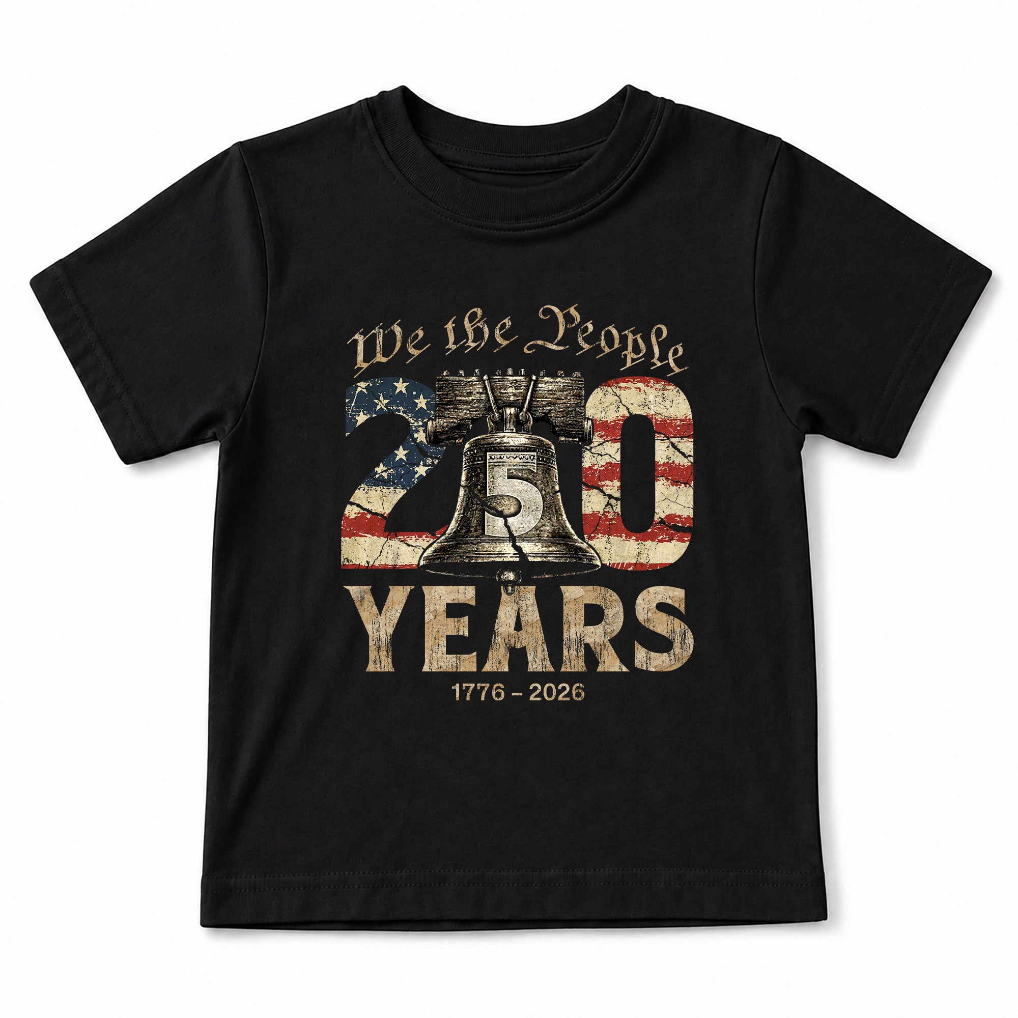 Kids We The People 250 Years T-Shirt 1776–2026 Liberty Bell Patriotic Youth Tee
