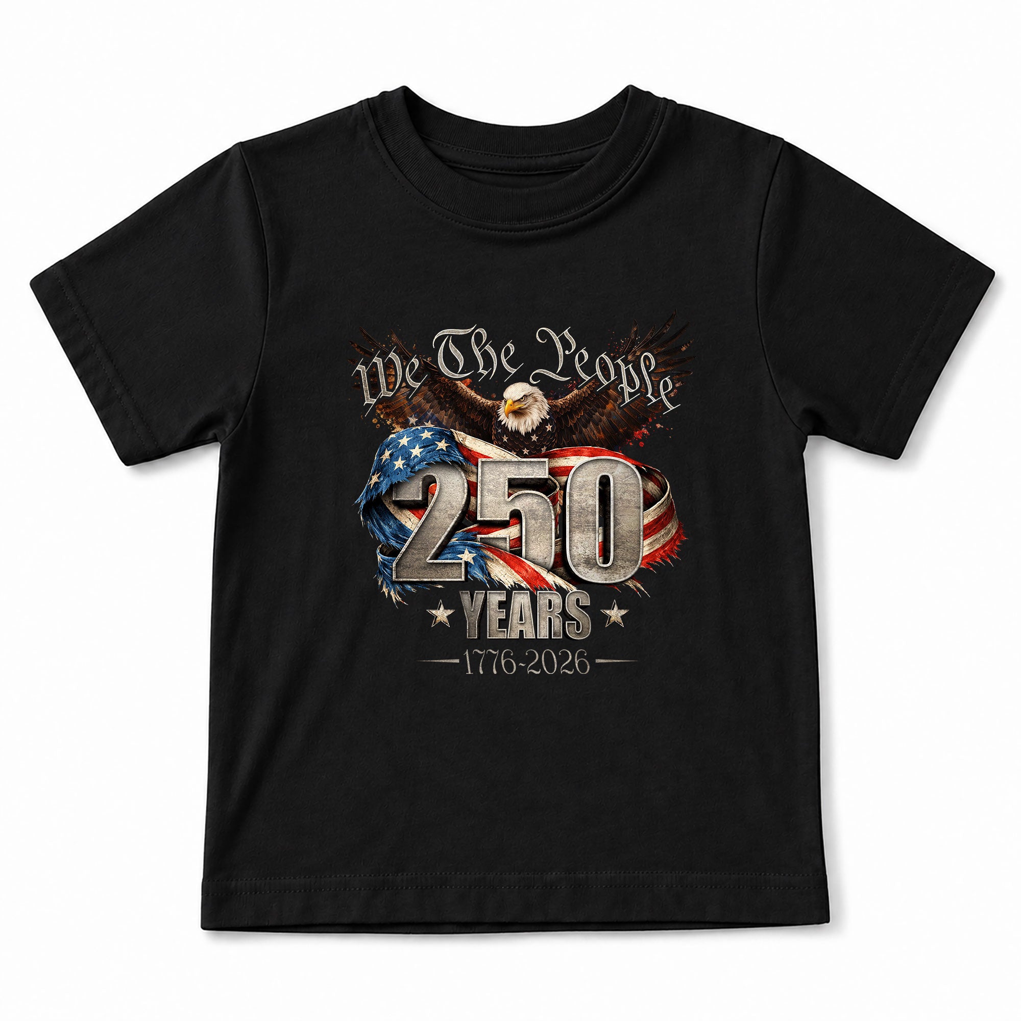 250 Years Kids T-Shirt We The People Patriotic Eagle American Flag 1776-2026 Youth Tee