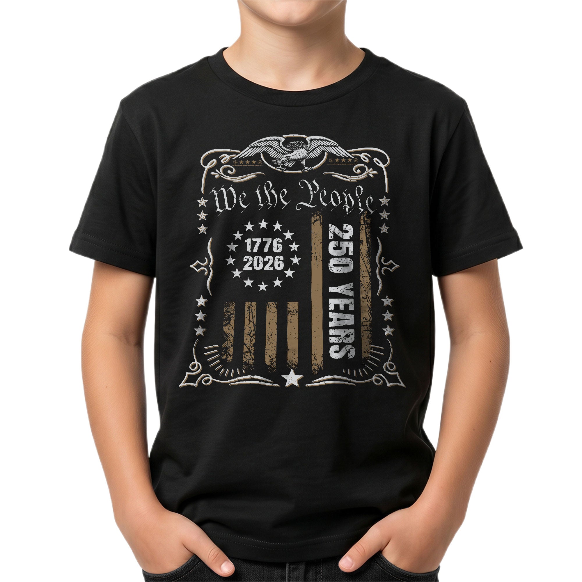 250 Years Kids T-Shirt We The People Patriotic Betsy Ross Flag 1776-2026 Youth Tee Shirt