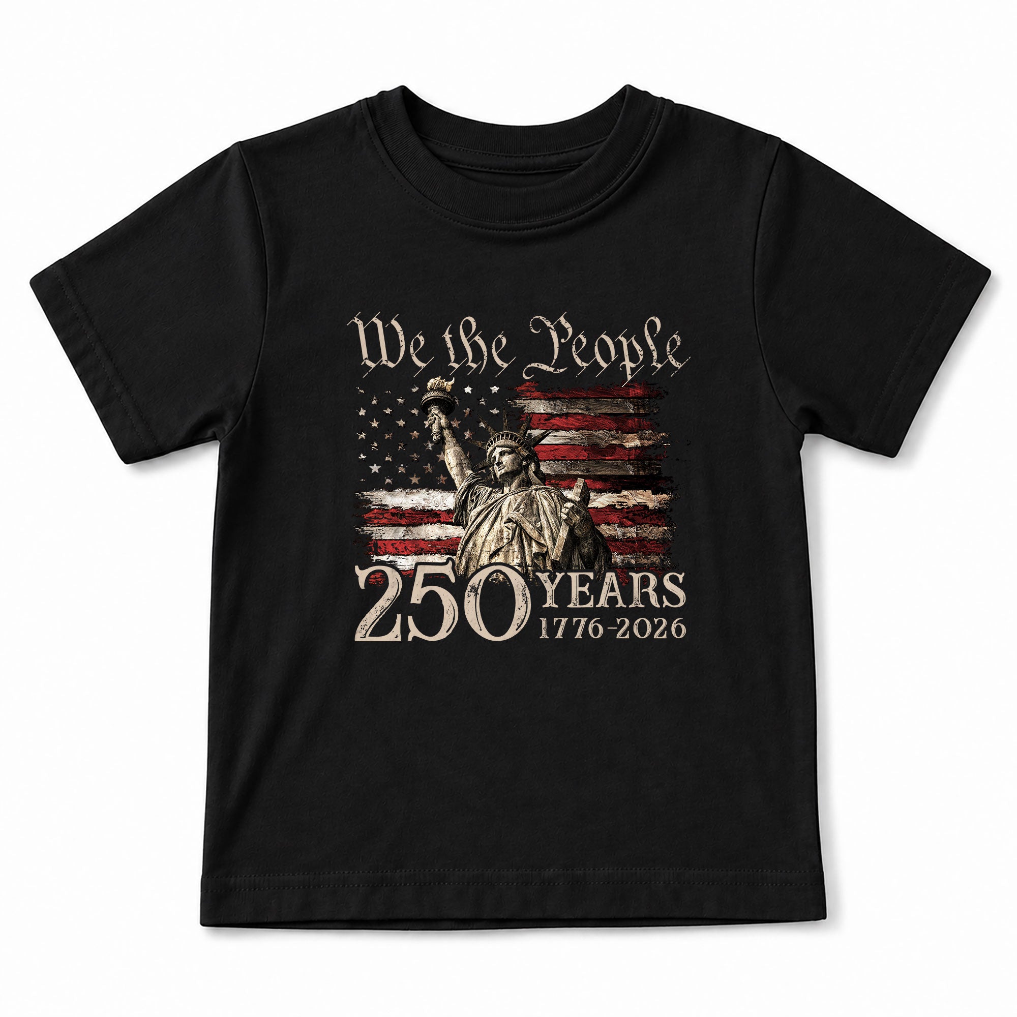 Kids 250 Years T-Shirt Statue of Liberty We The People Patriotic American Flag Tee