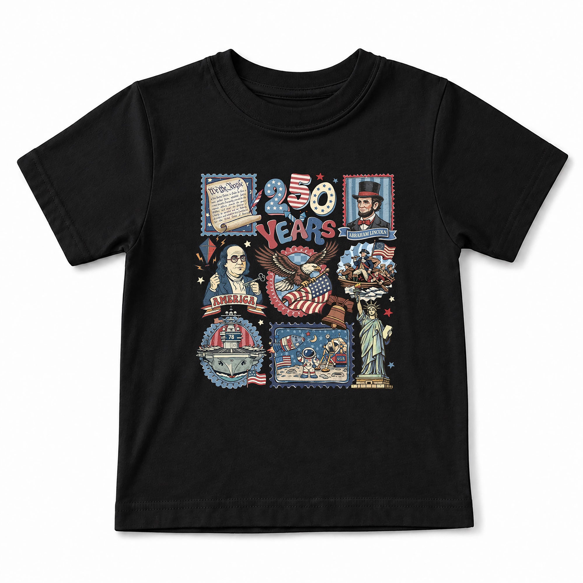 Kids Shirt 1776-2026 250th Anniversary Patriotic United States History Educational Tee