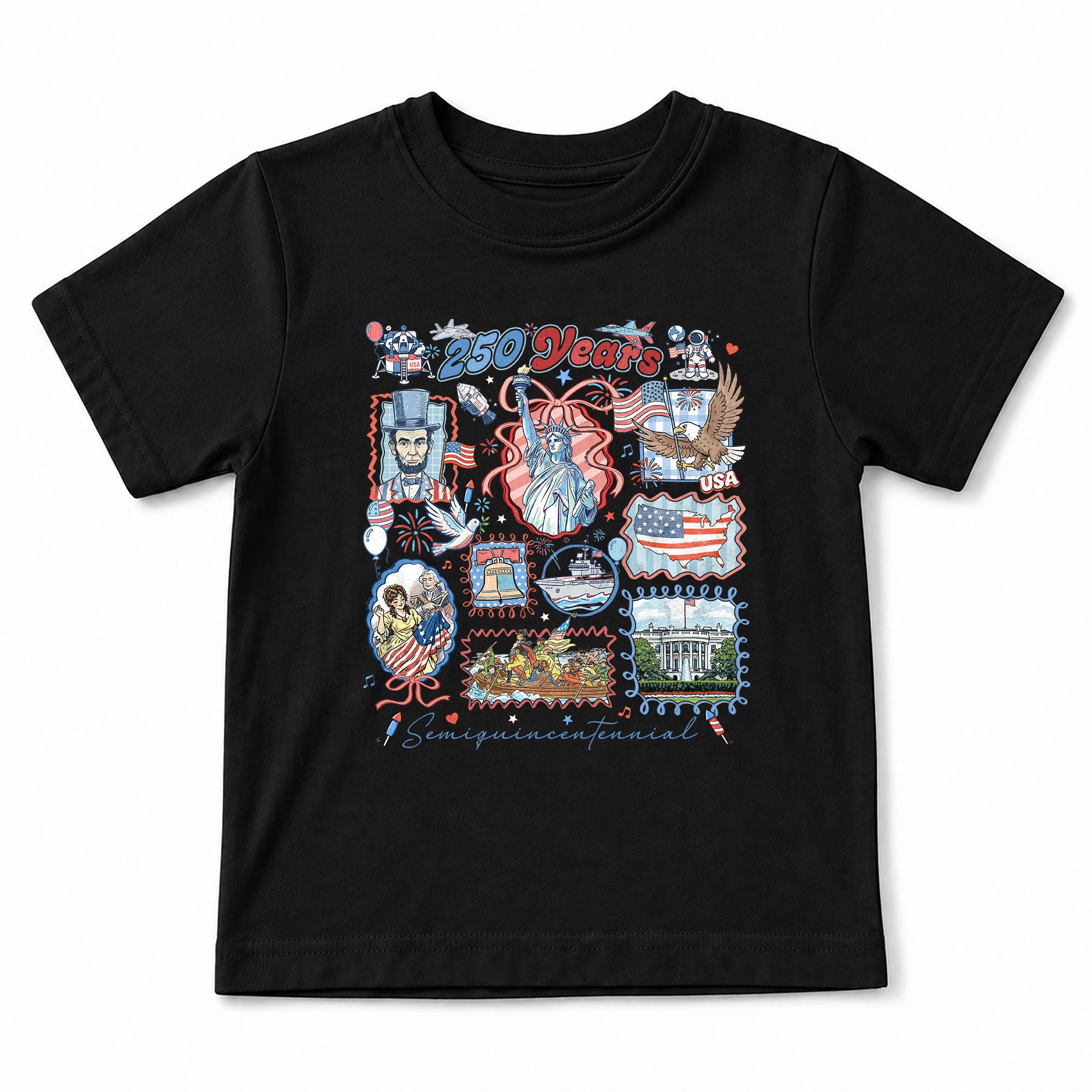 Kids T Shirt 1776-2026 Patriotic 250 Years History White House Independence Day Tee