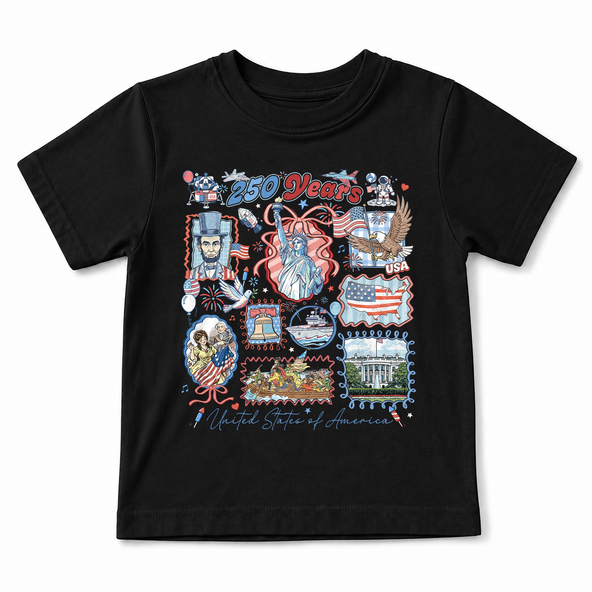 Kids T Shirt 1776-2026 Patriotic 250 Years History White House Independence Day Tee