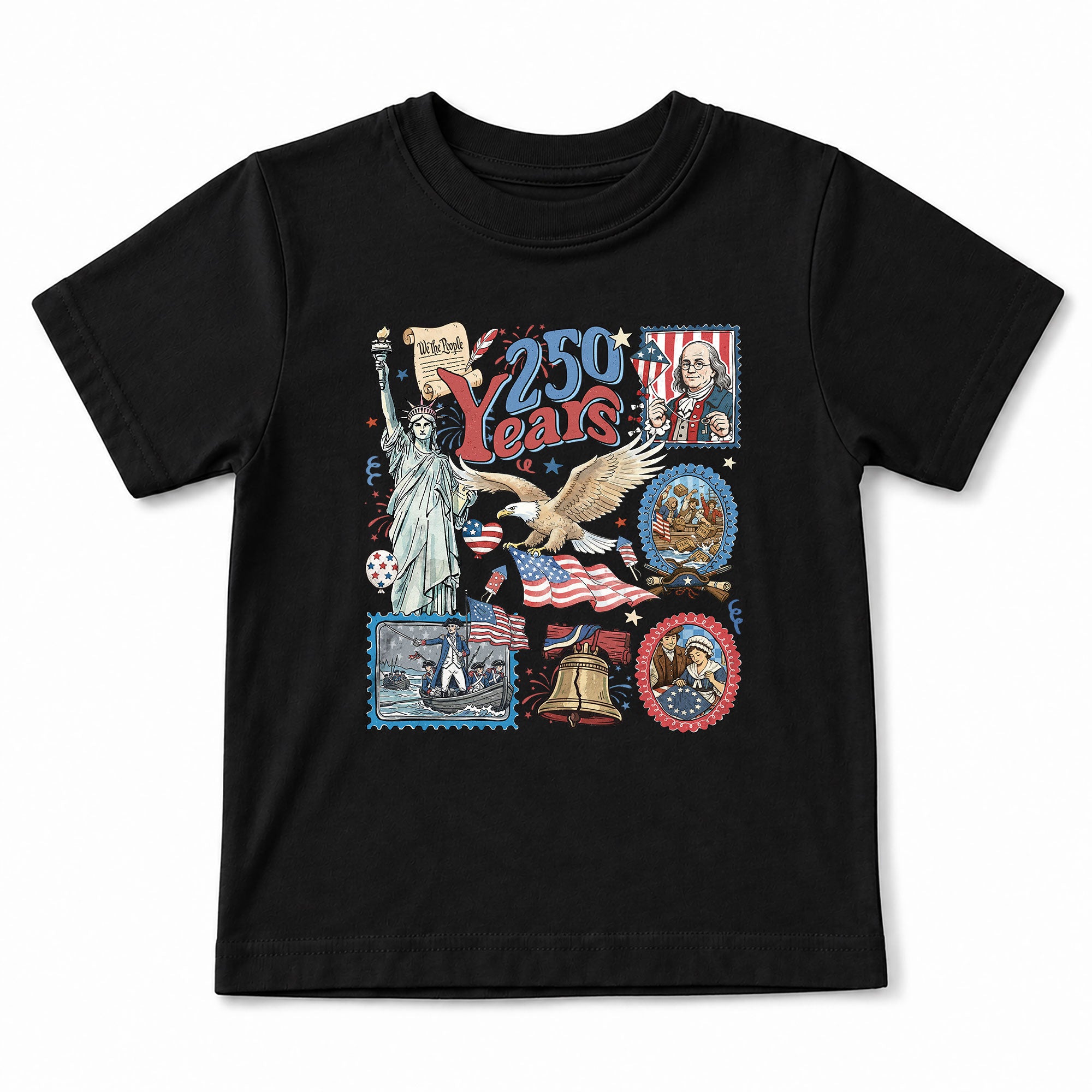 Kids Shirt 1776-2026 250th Anniversary Patriotic United States History Betsy Ross Tee