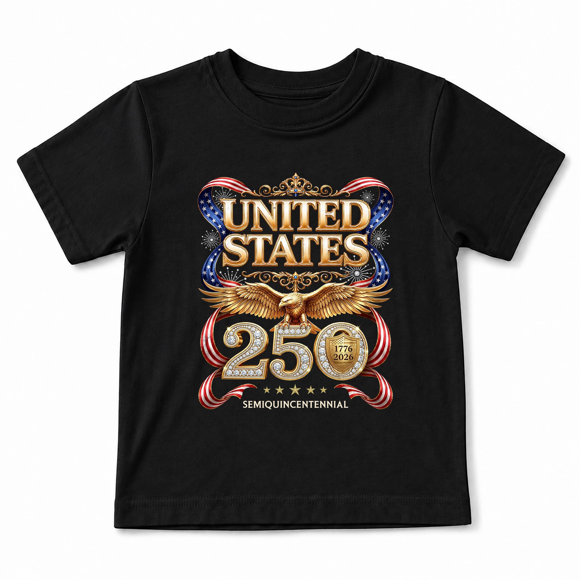 250 Years Kids T-Shirt Patriotic Golden Eagle United States American Flag Youth