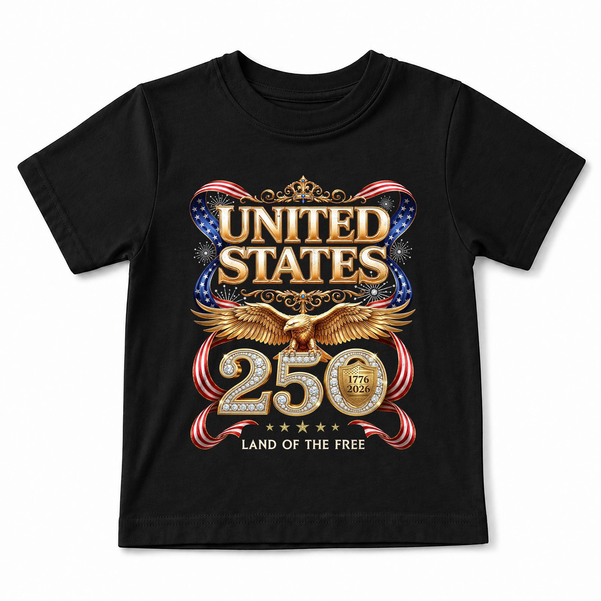 250 Years Kids T-Shirt Patriotic Golden Eagle United States American Flag Youth