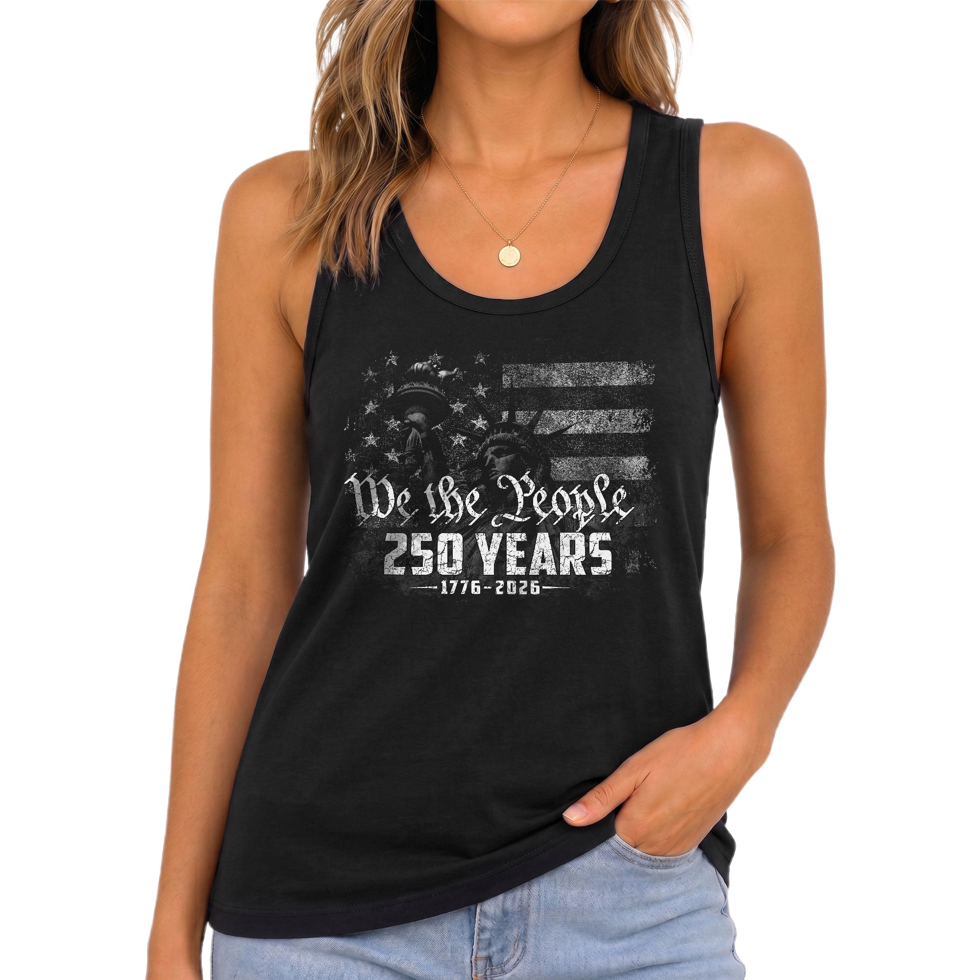 We The People 250 Years Tank Top Women 1776-2026 Statue of Liberty Patriotic Shirt