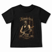 T-Shirt Kid Abraham Lincoln Guitar 1776-2026 Patriotic America 250 Years Youth Top