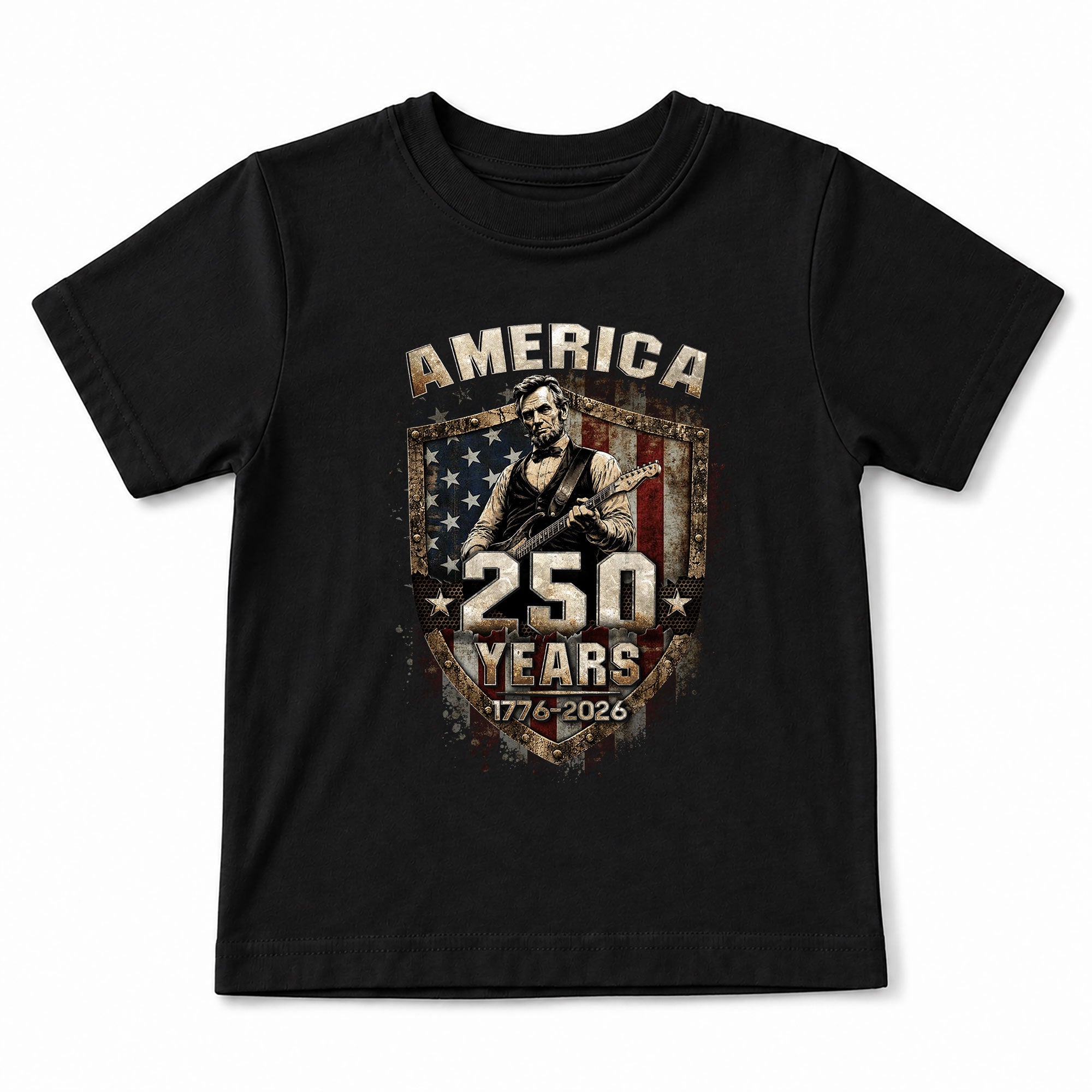 Kids America 250 Years T-Shirt 1776–2026 Lincoln Patriotic Freedom Youth Tee