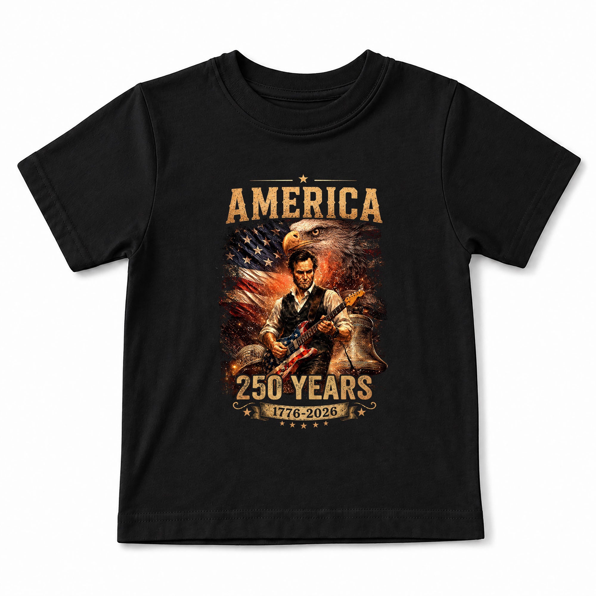 Kids America 250 Years T-Shirt 1776–2026 Lincoln Eagle Patriotic Youth Graphic Tee