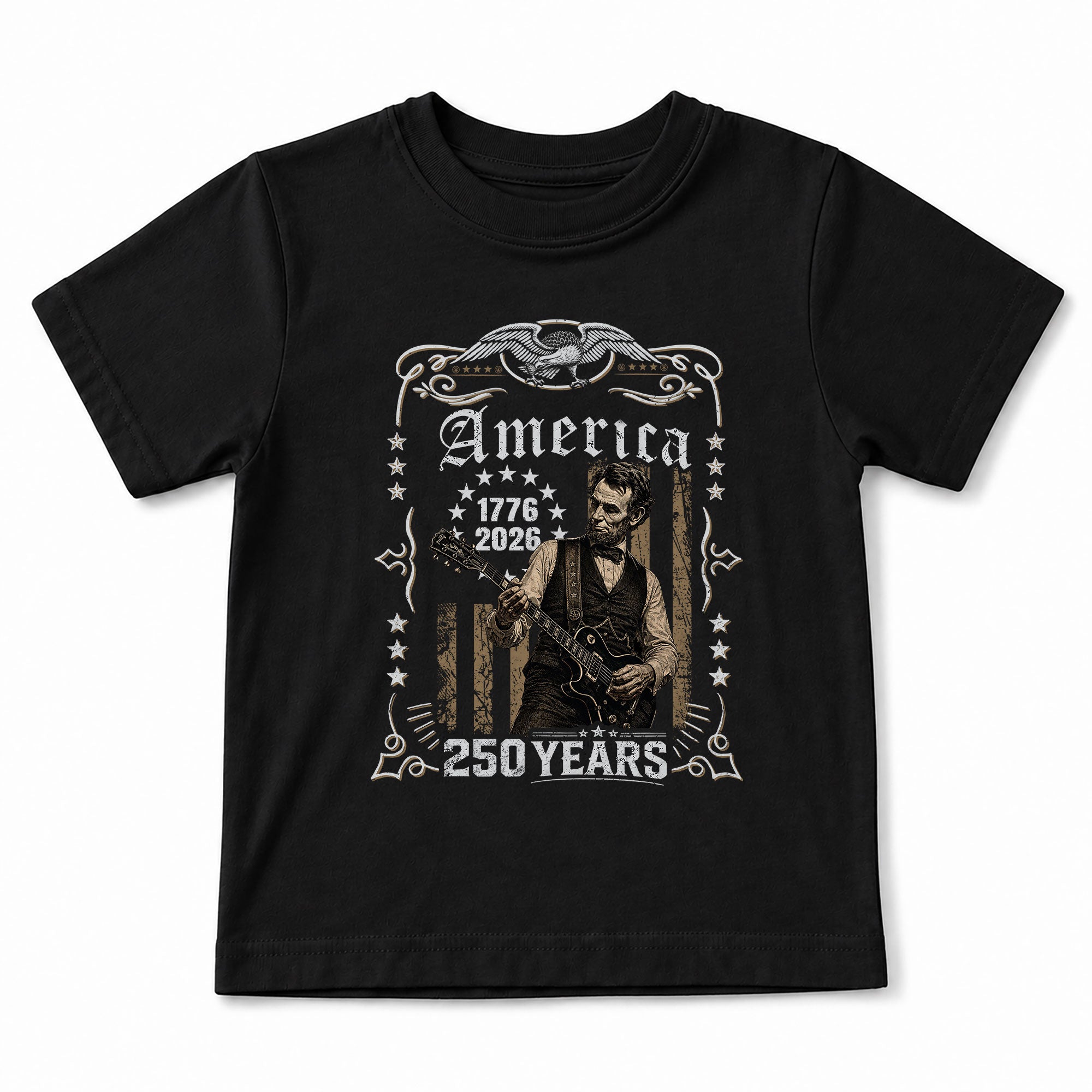 America 250 Years Kids Shirt 1776–2026 Lincoln Music Patriotic Youth Tee