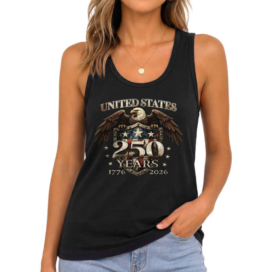 United States 250 Years Eagle Shield Tank Top | Patriotic 1776-2026 Women Shirt