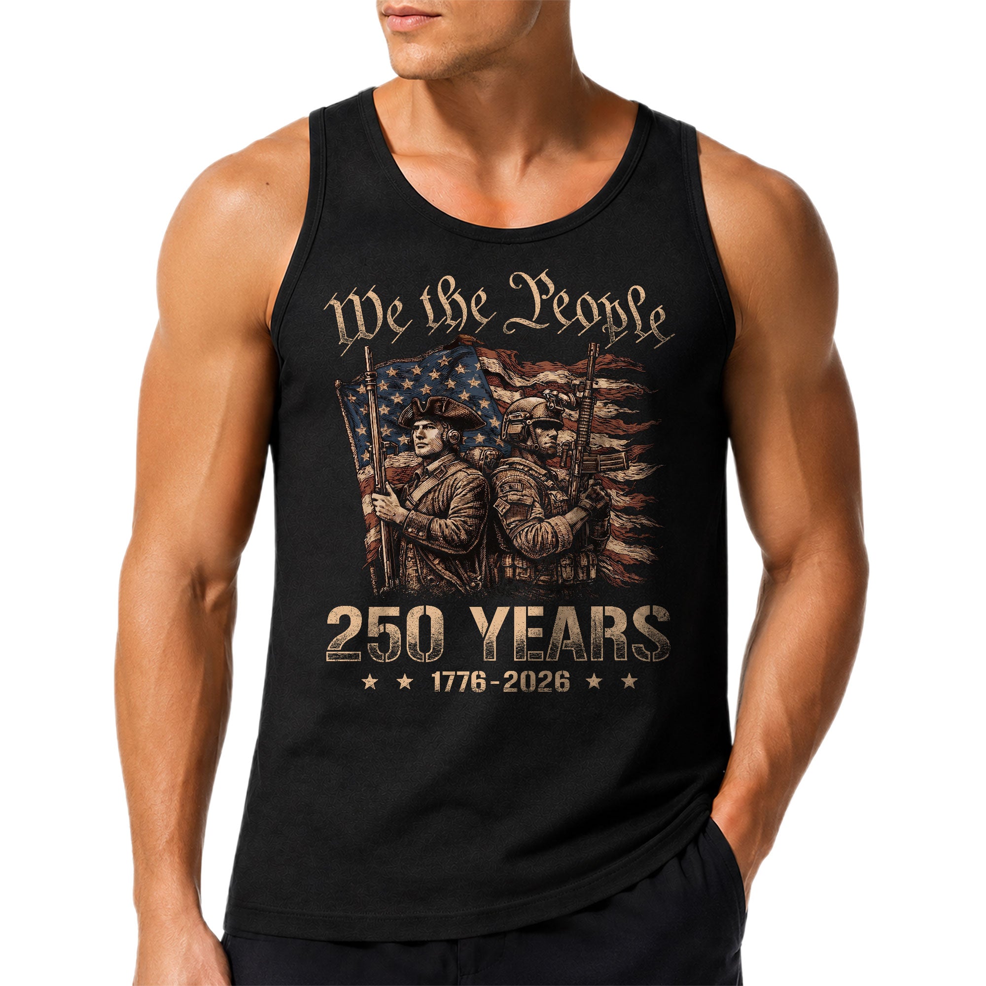 Independence 1776-2026 Mens Tank Top Patriotic 250 Years Soldier We The People