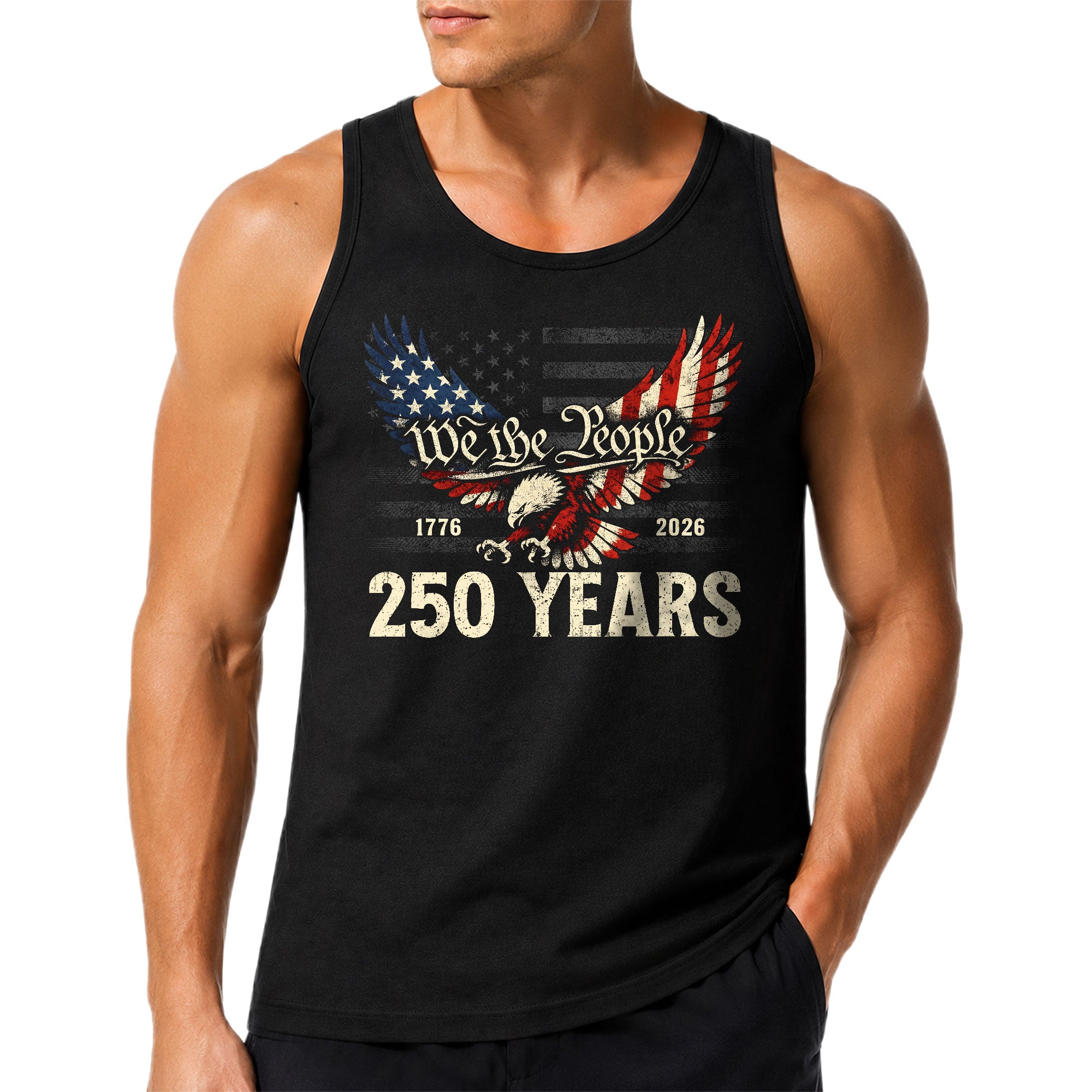United States Mens Tank Top 1776-2026 Patriotic 250 Years Eagle Graphic Flag