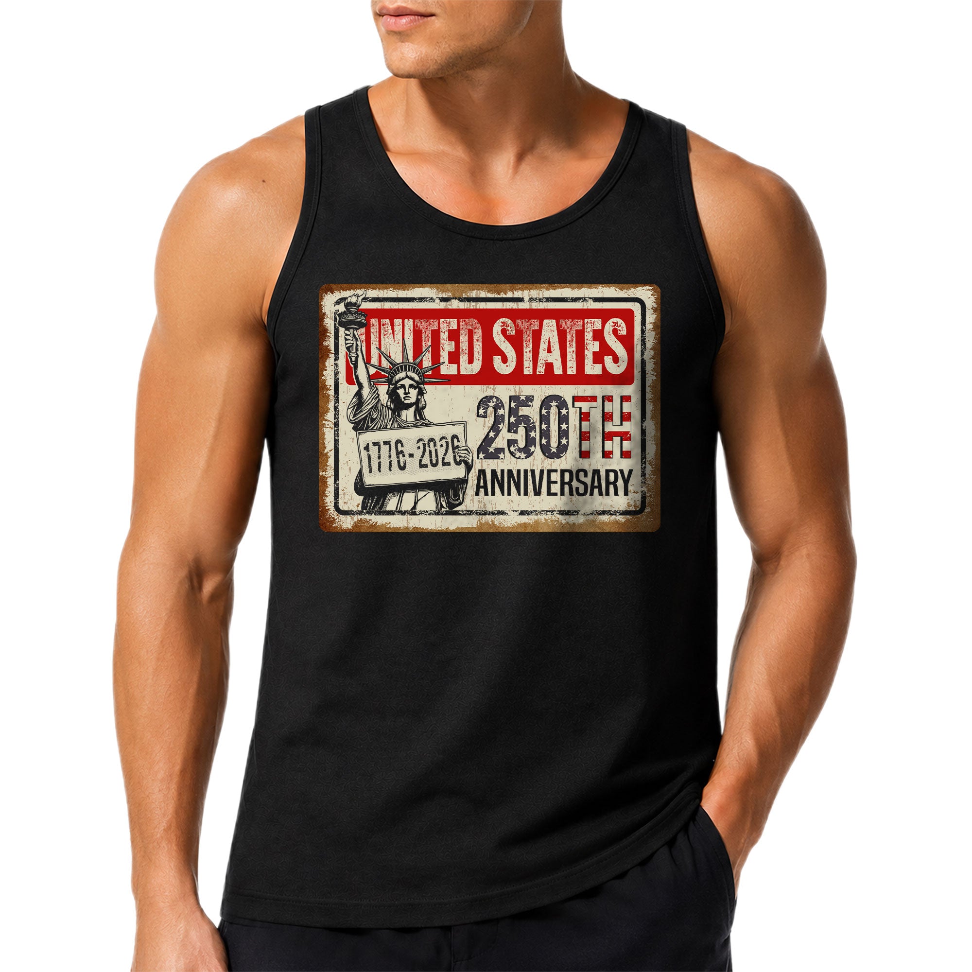 Tank Top Men Statue Of Liberty 1776-2026 United States 250th Anniversary Patriotic Vest